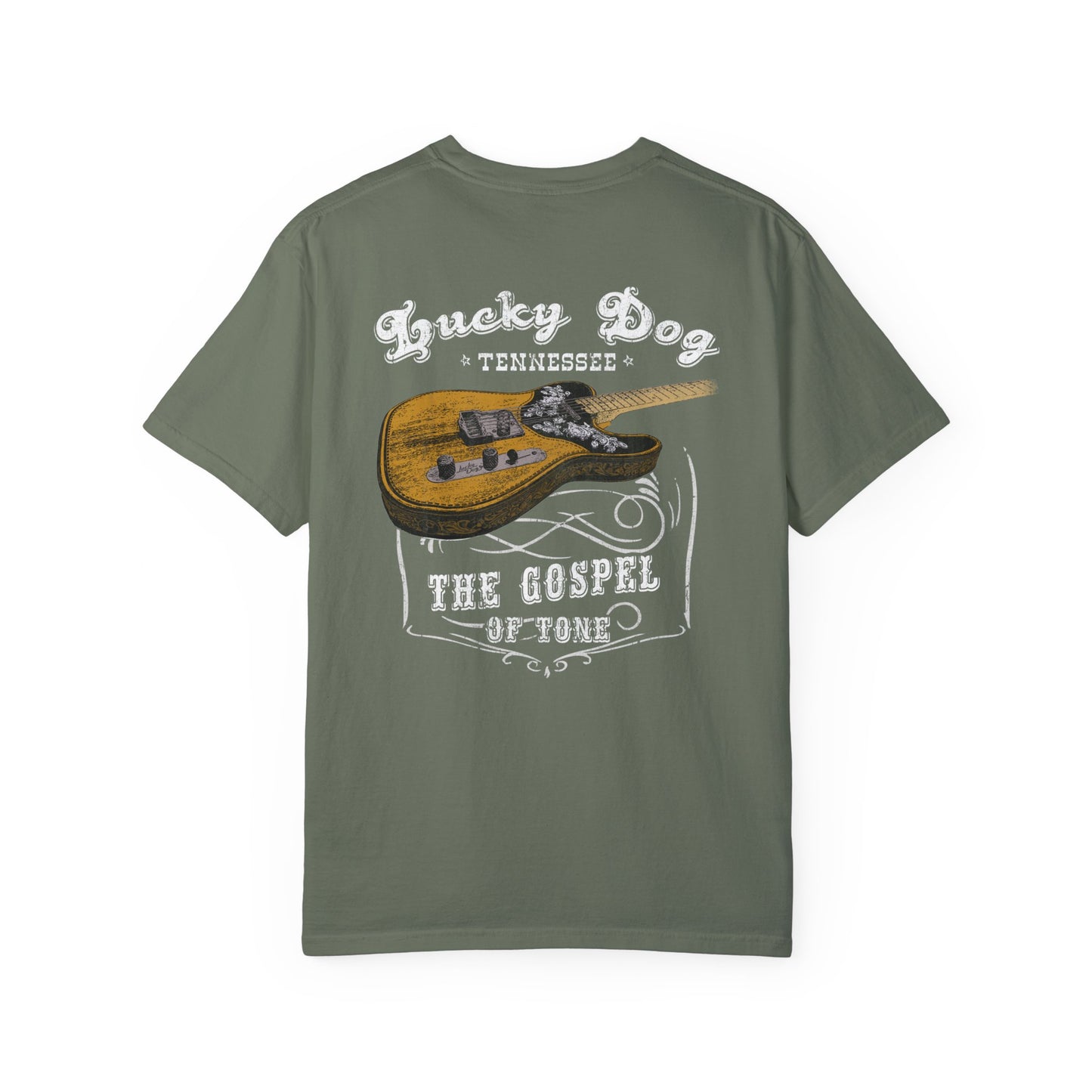 PREMIUM Comfort Colors Lucky Dog 2020 (BACK print) The Gospel Of Tone Retro T-shirt Custom Guitar Tennessee guitars USA