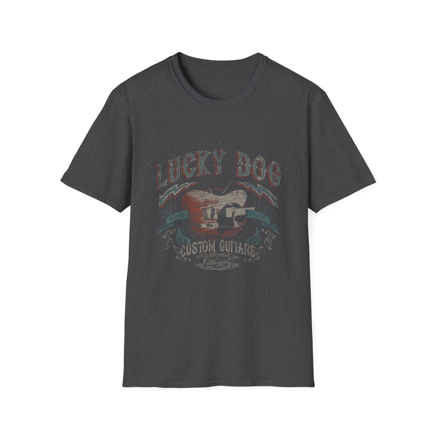 Canada ONLY- Reissue Lucky Dog Guitars T-shirt Outlaw Cowboy Guitar Vintage Hotrod Country Outlaw Nashville Tennessee