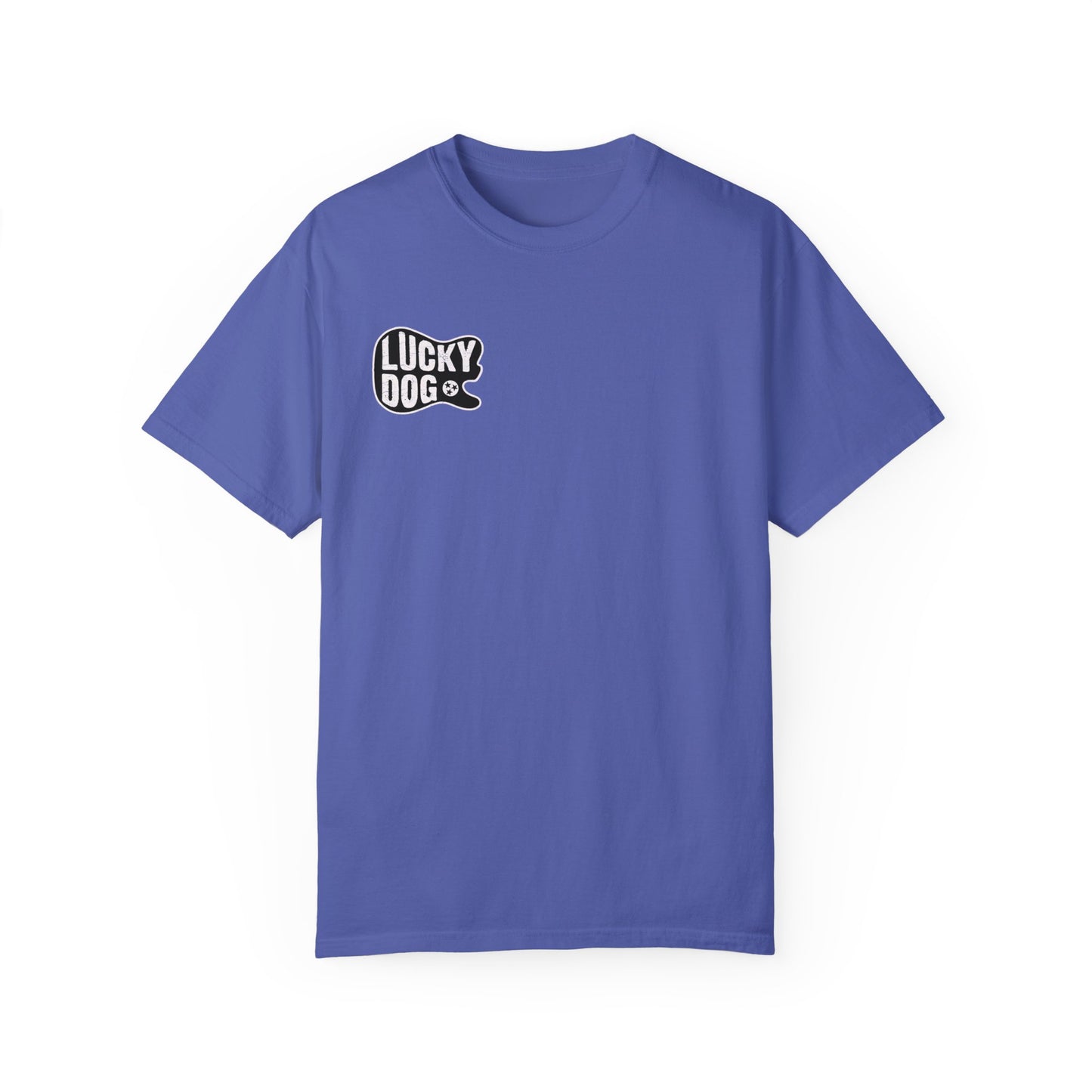 PREMIUM Comfort Colors Lucky Dog Guitar T-shirt - Just Say No To Boring Guitars - Tennessee Guitar Company new 2023 USA