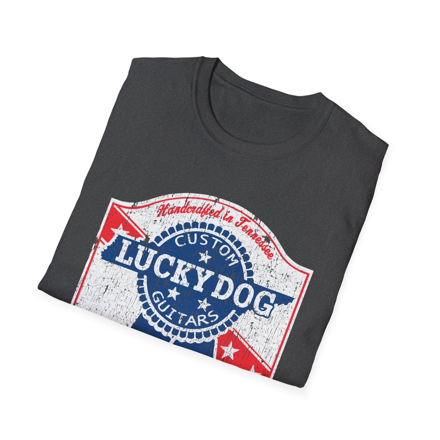 Canada Buyers ONLY- Lucky Dog Guitars T-shirt Retro Vintage T-shirt Country Music Outlaw USA stars Country Music Outlaw Biker Guitar