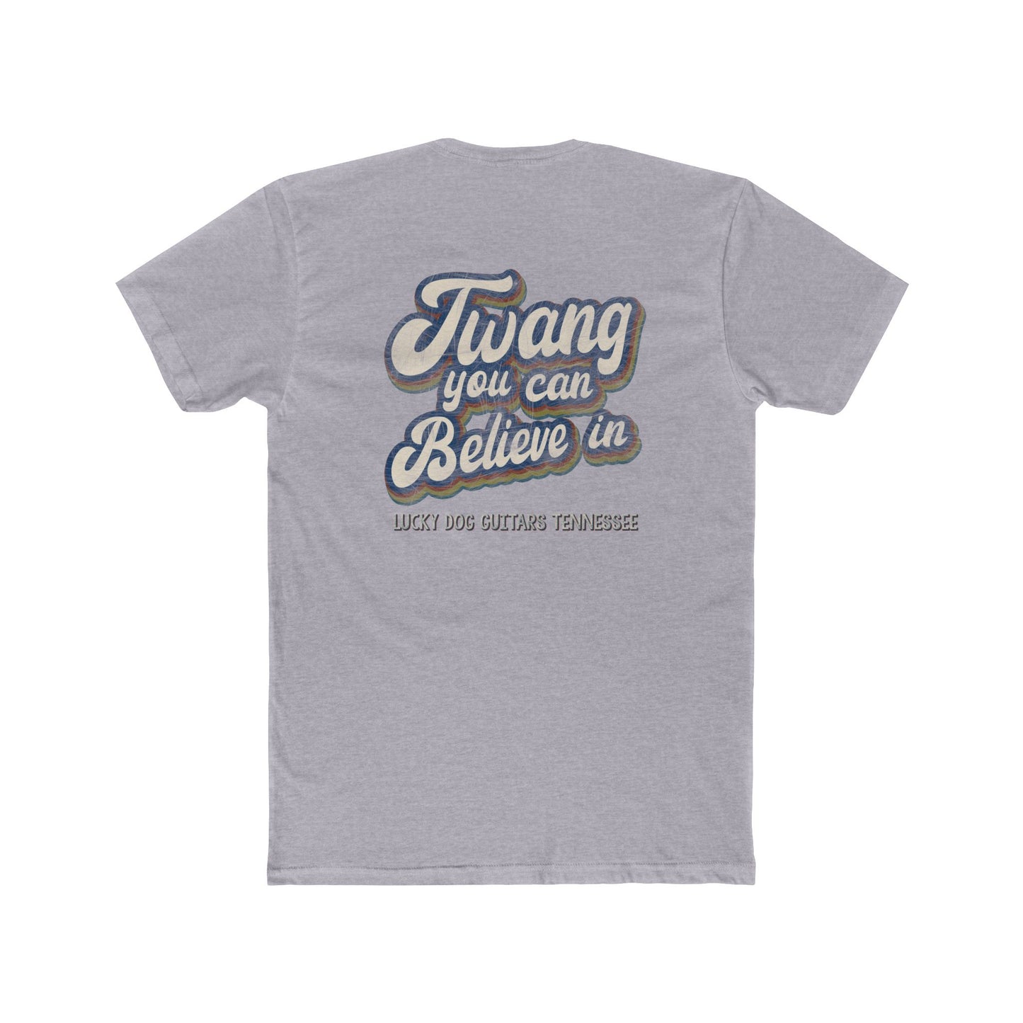 Lucky Dog Guitars Twang Script T-shirt Tennessee Custom Band Concert Foothills Country Music Nature BigFoot Big Foot Camping Bluegrass USA