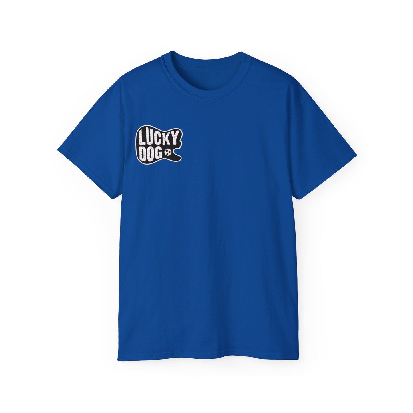 UK BUYERS ONLY- Lucky Dog Guitars Just'a Twangin T-shirt Tennessee Custom Band Concert Foothills Country Music Camping Bluegrass