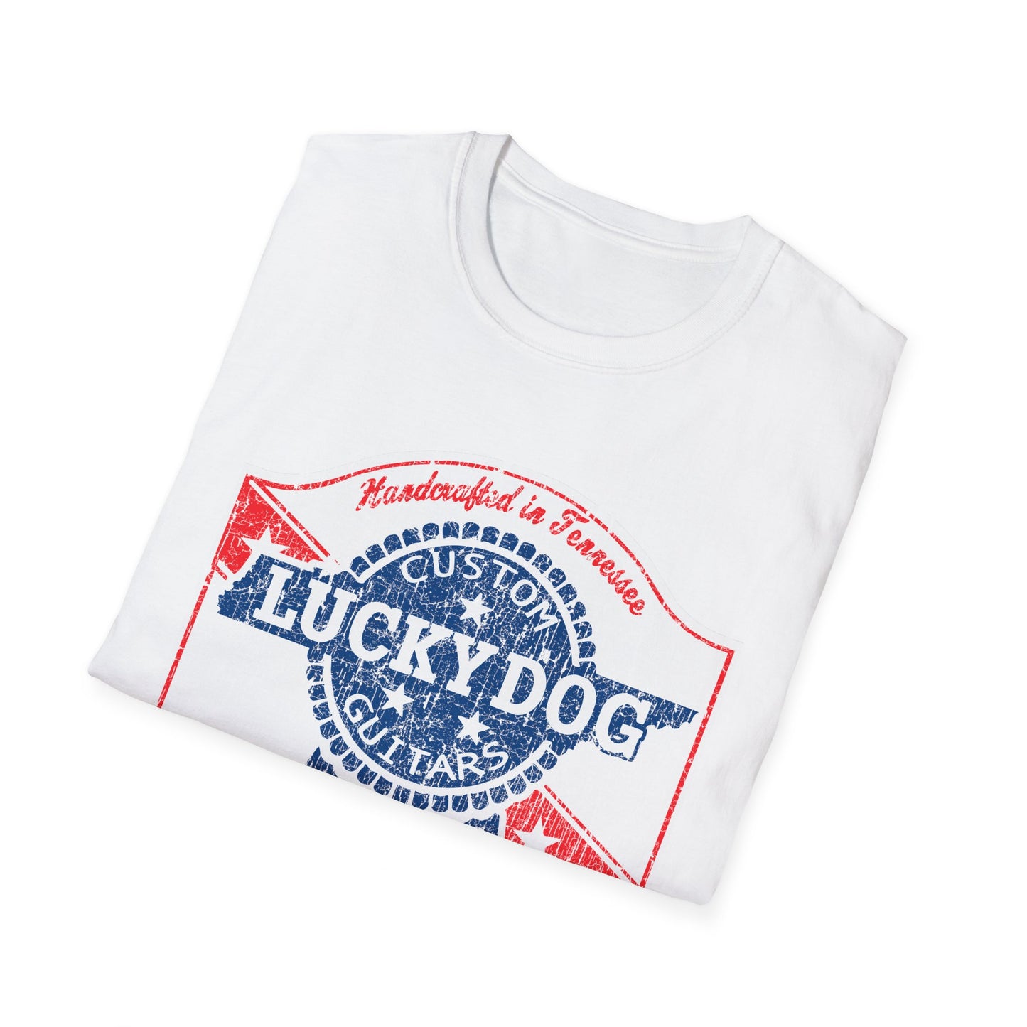 Australia Buyers ONLY- Lucky Dog Guitars T-shirt Retro Vintage T-shirt Country Music Outlaw USA stars Country Music Outlaw Biker Guitar