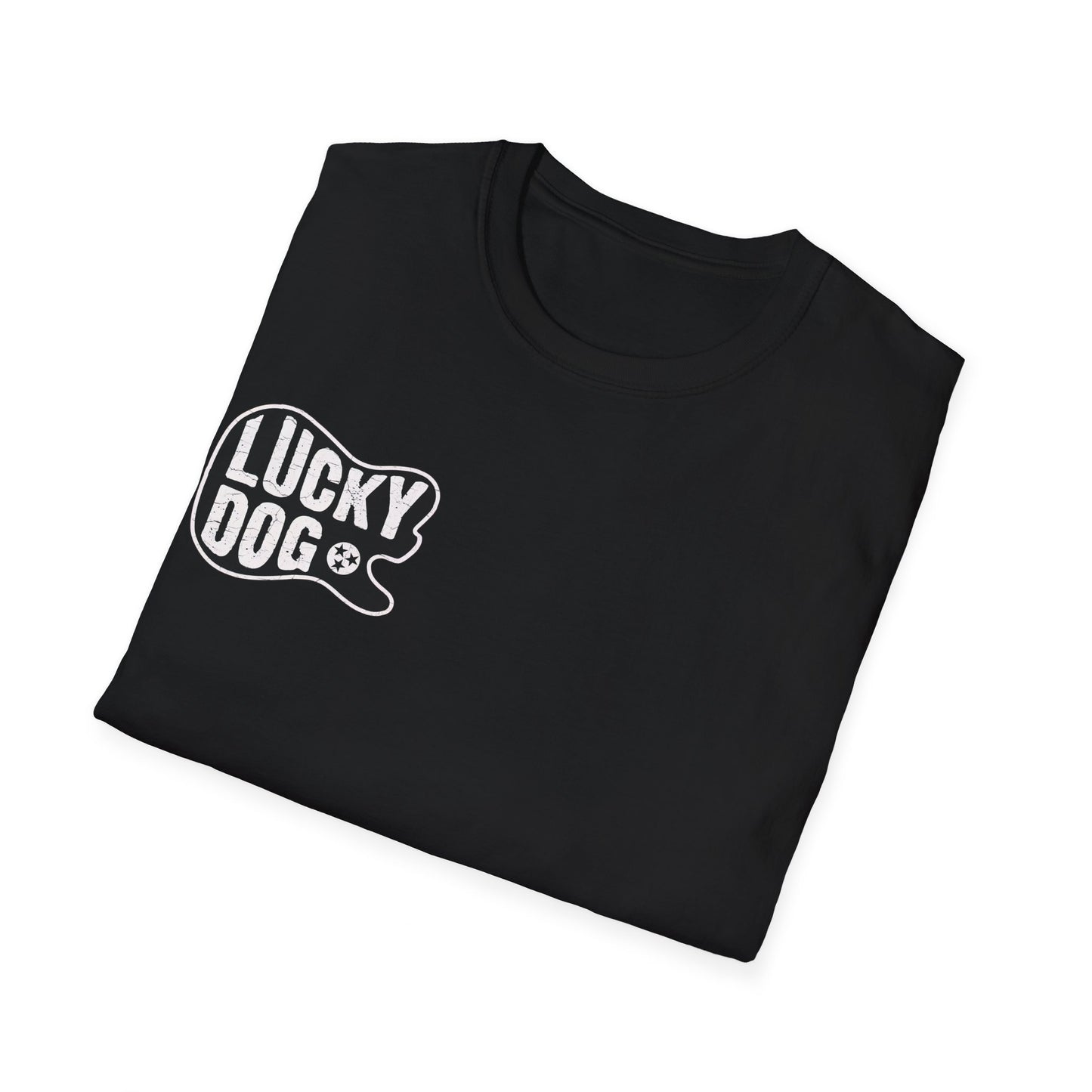 Australia Buyers ONLY- Lucky Dog Guitars Twang Script T-shirt Tennessee Custom Band Foothills Country Music Big Foot Camping Bluegrass