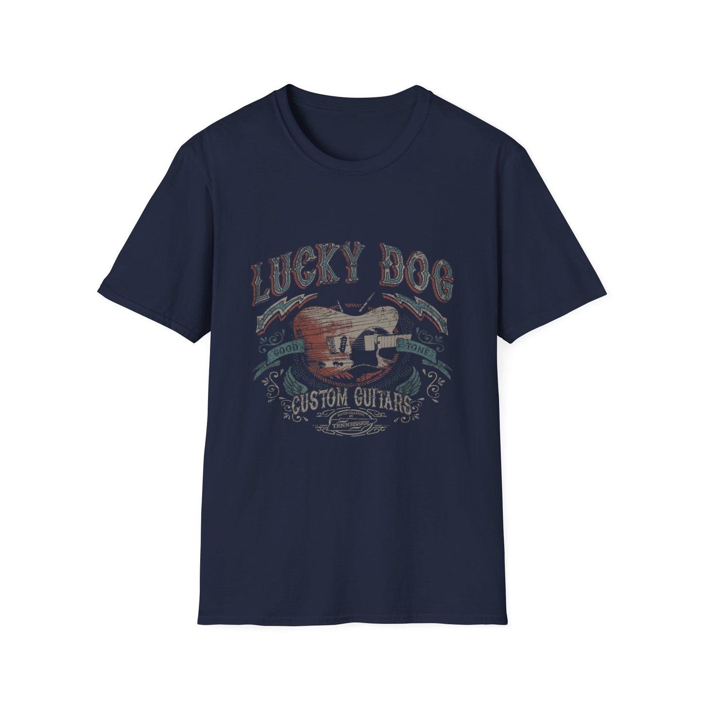 Canada ONLY- Reissue Lucky Dog Guitars T-shirt Outlaw Cowboy Guitar Vintage Hotrod Country Outlaw Nashville Tennessee