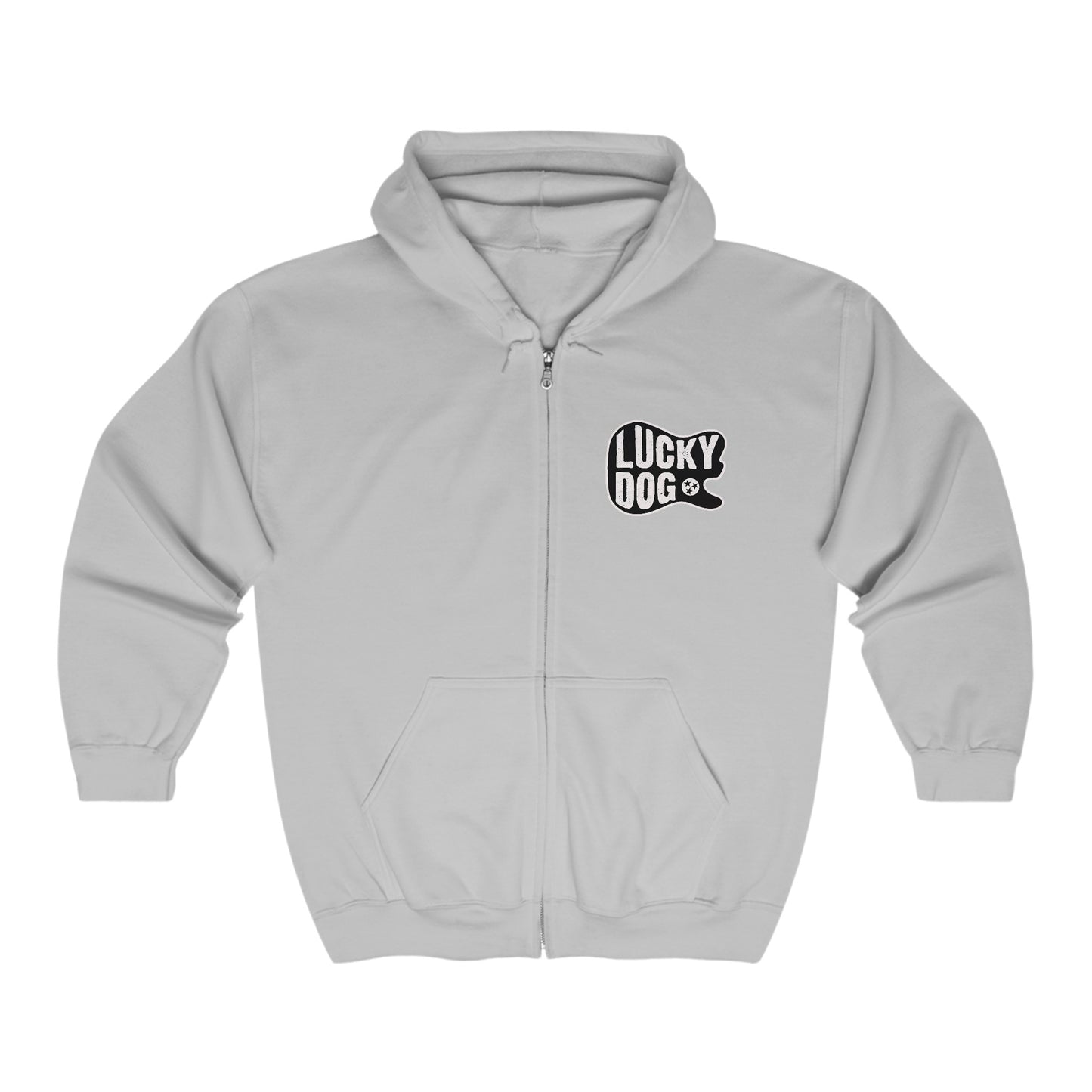 Lucky Dog Guitars Heavy Blend zip-up hoodie - guitar body logo Tennessee America Sweatshirt Jacket Coat custom country music