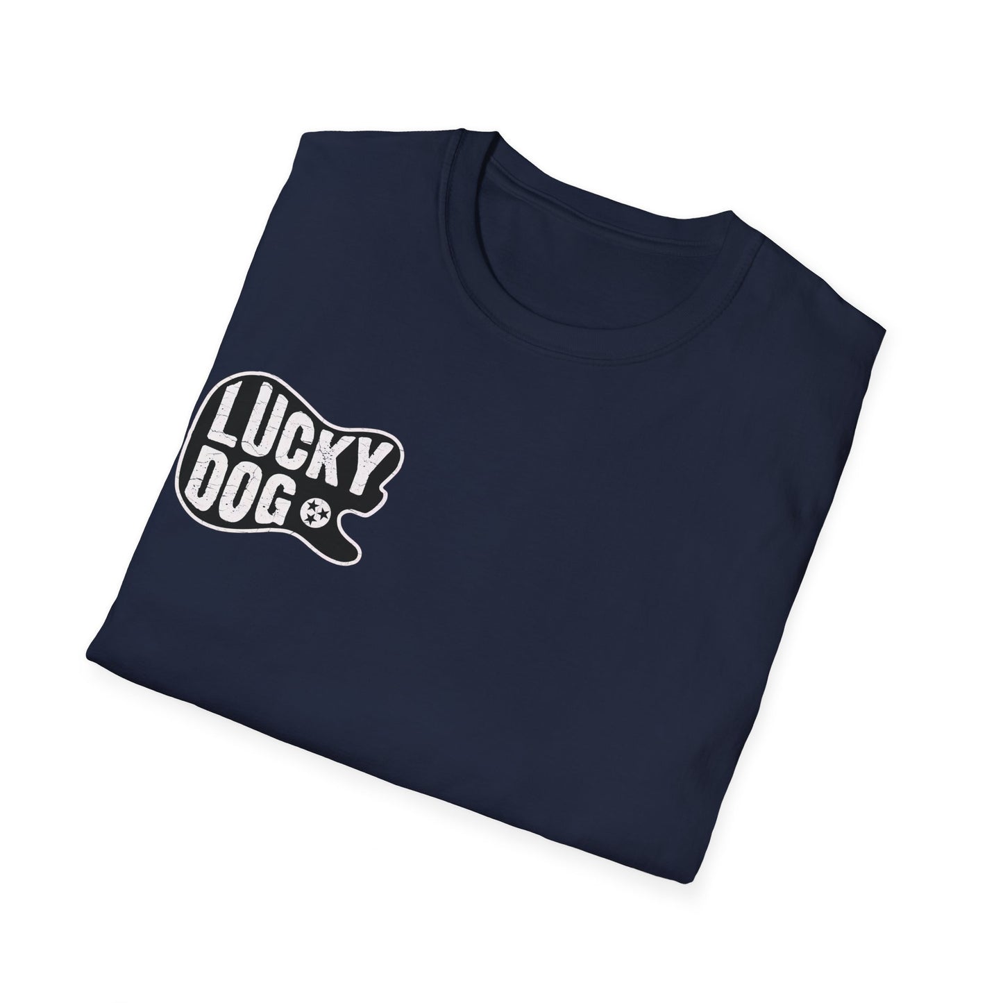 Australia Buyers ONLY- Lucky Dog Guitars Twang Script T-shirt Tennessee Custom Band Foothills Country Music Big Foot Camping Bluegrass