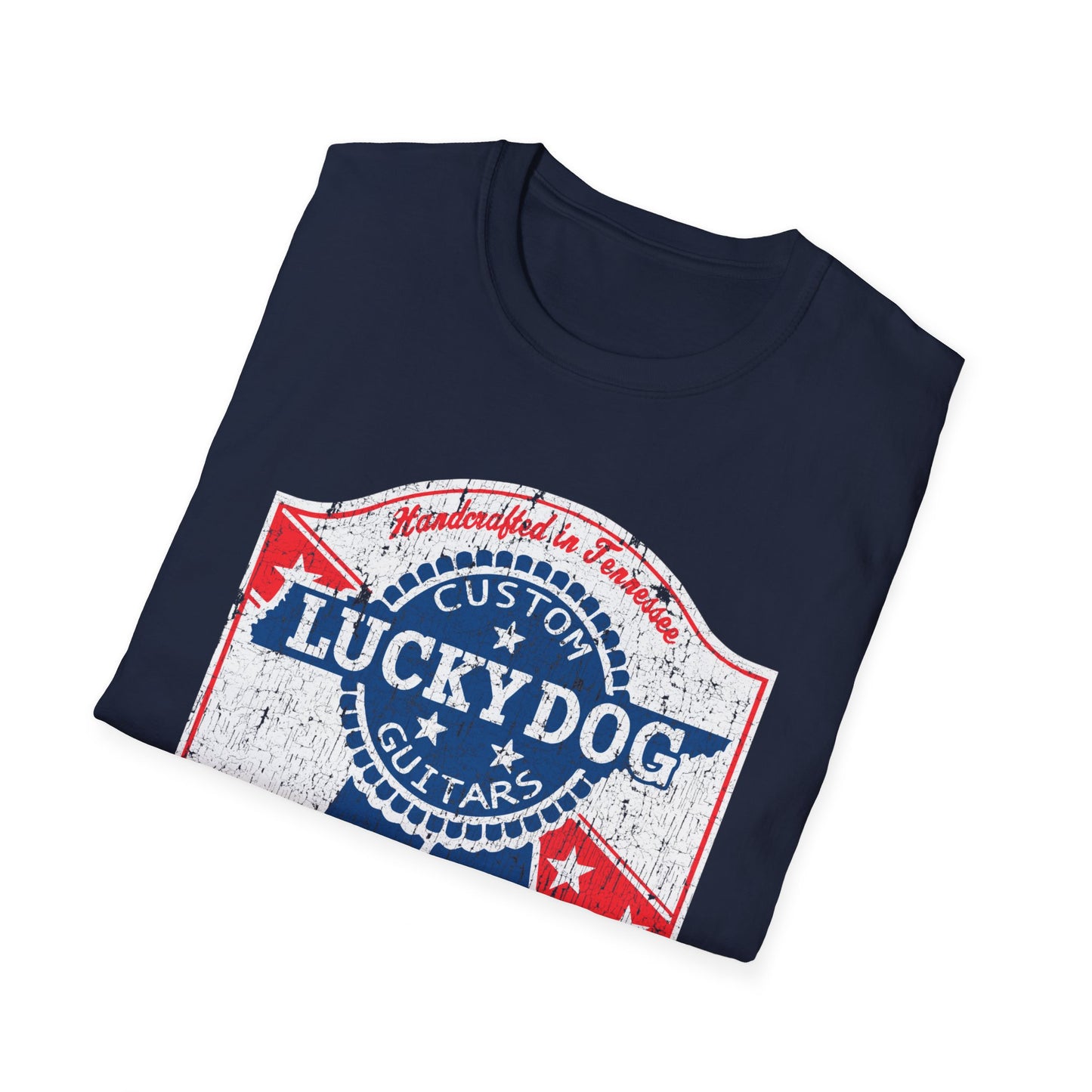 Canada Buyers ONLY- Lucky Dog Guitars T-shirt Retro Vintage T-shirt Country Music Outlaw USA stars Country Music Outlaw Biker Guitar