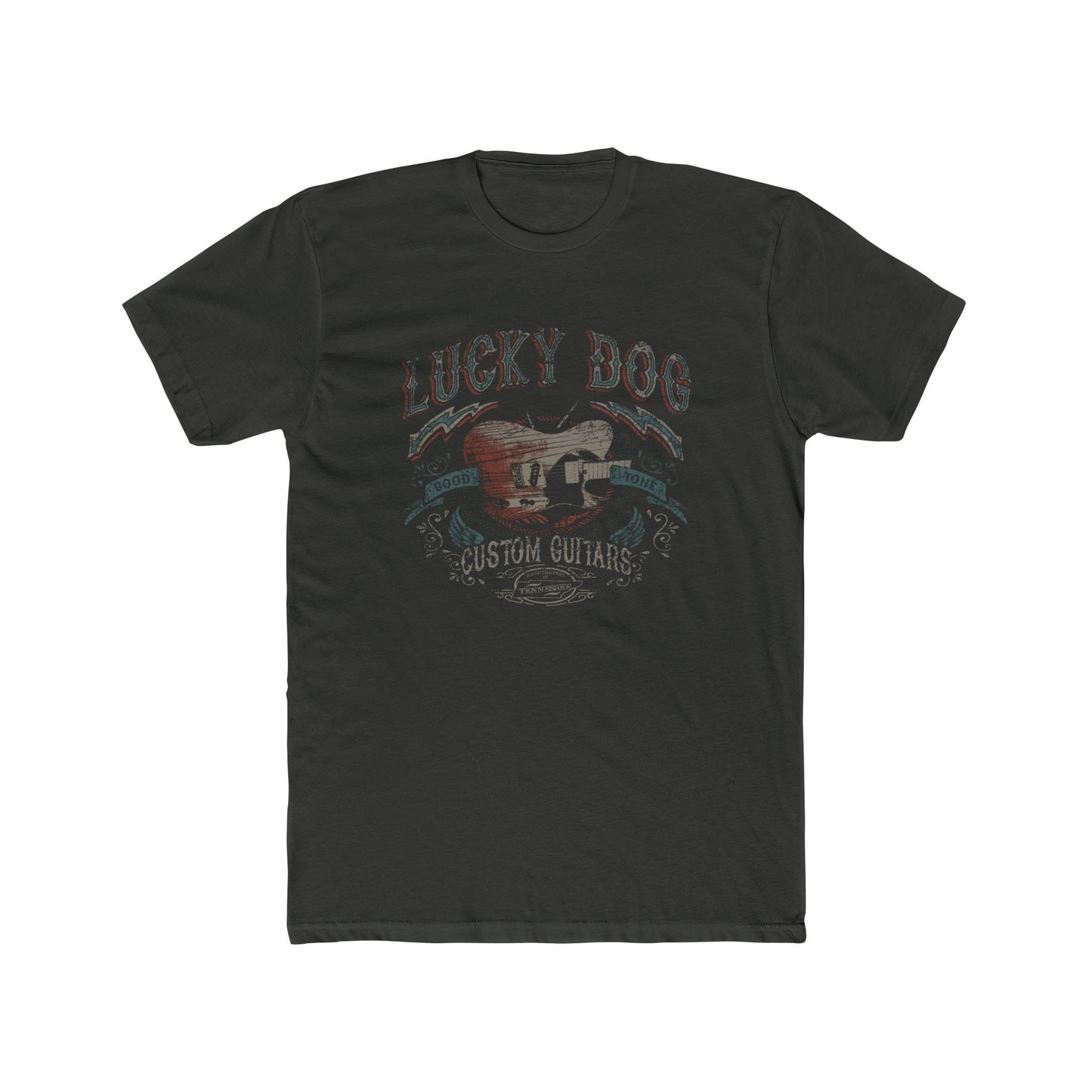 Reissue Lucky Dog Guitars T-shirt Outlaw Cowboy Guitar Vintage Hotrod Country Outlaw Nashville TN Tennessee USA