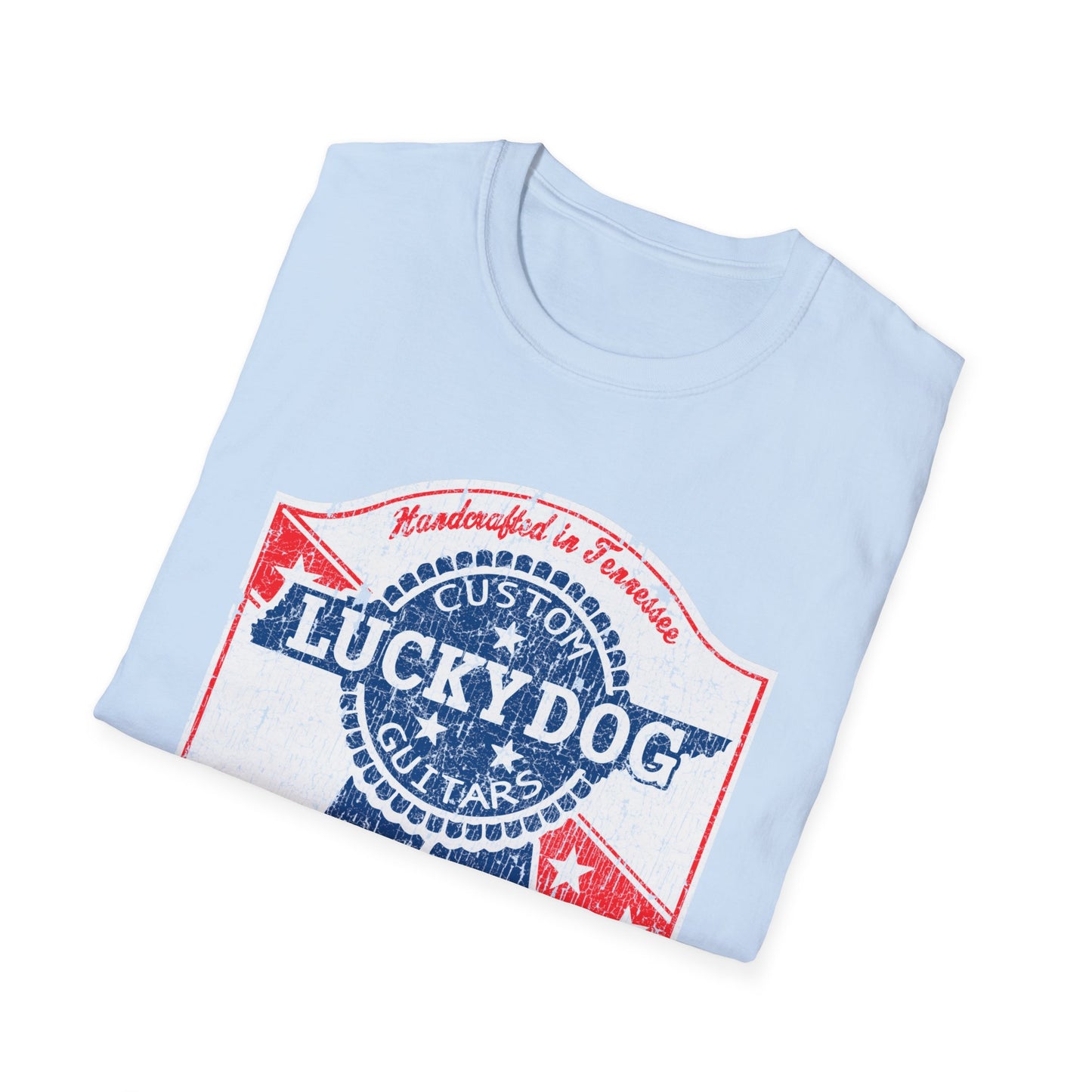 Canada Buyers ONLY- Lucky Dog Guitars T-shirt Retro Vintage T-shirt Country Music Outlaw USA stars Country Music Outlaw Biker Guitar