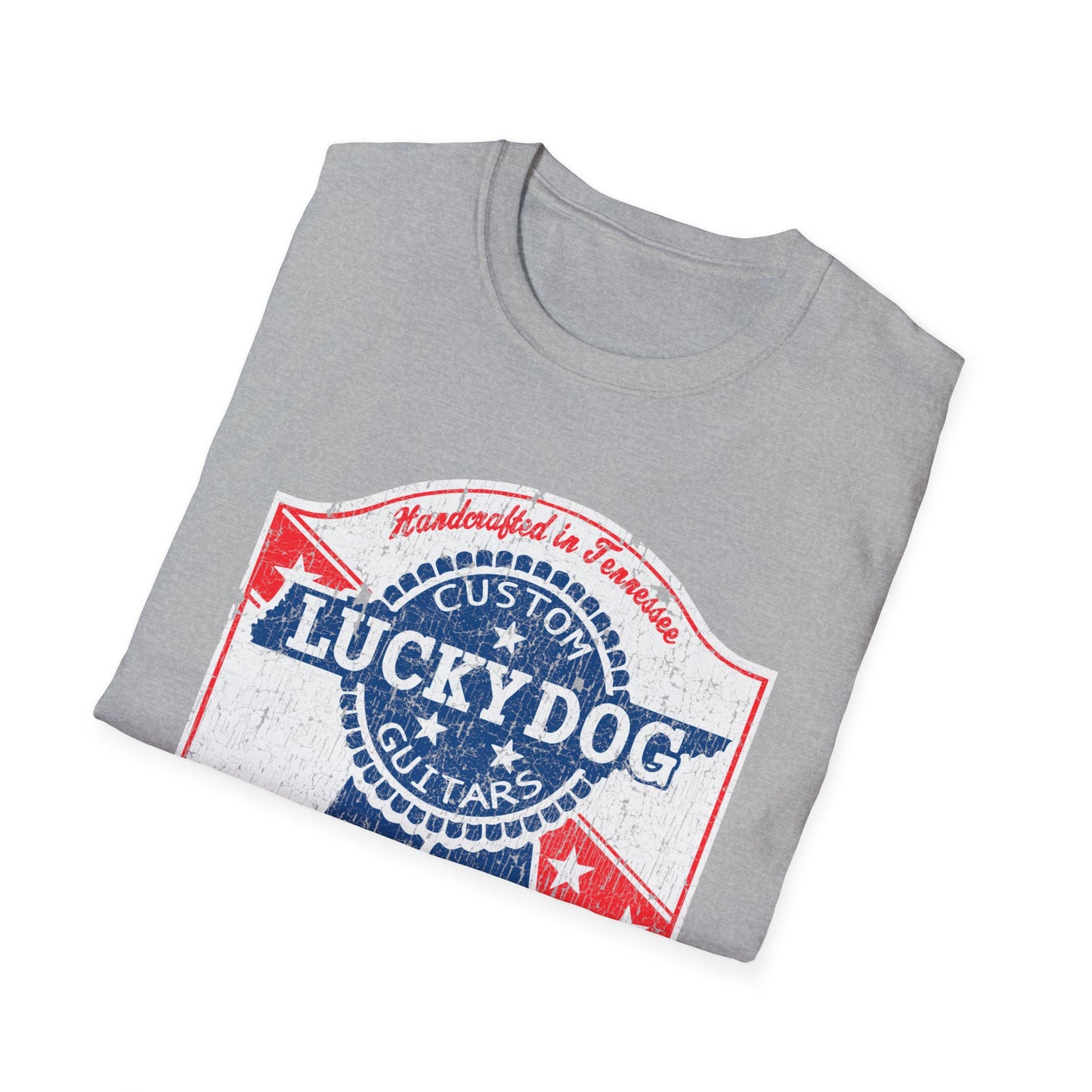 Canada Buyers ONLY- Lucky Dog Guitars T-shirt Retro Vintage T-shirt Country Music Outlaw USA stars Country Music Outlaw Biker Guitar