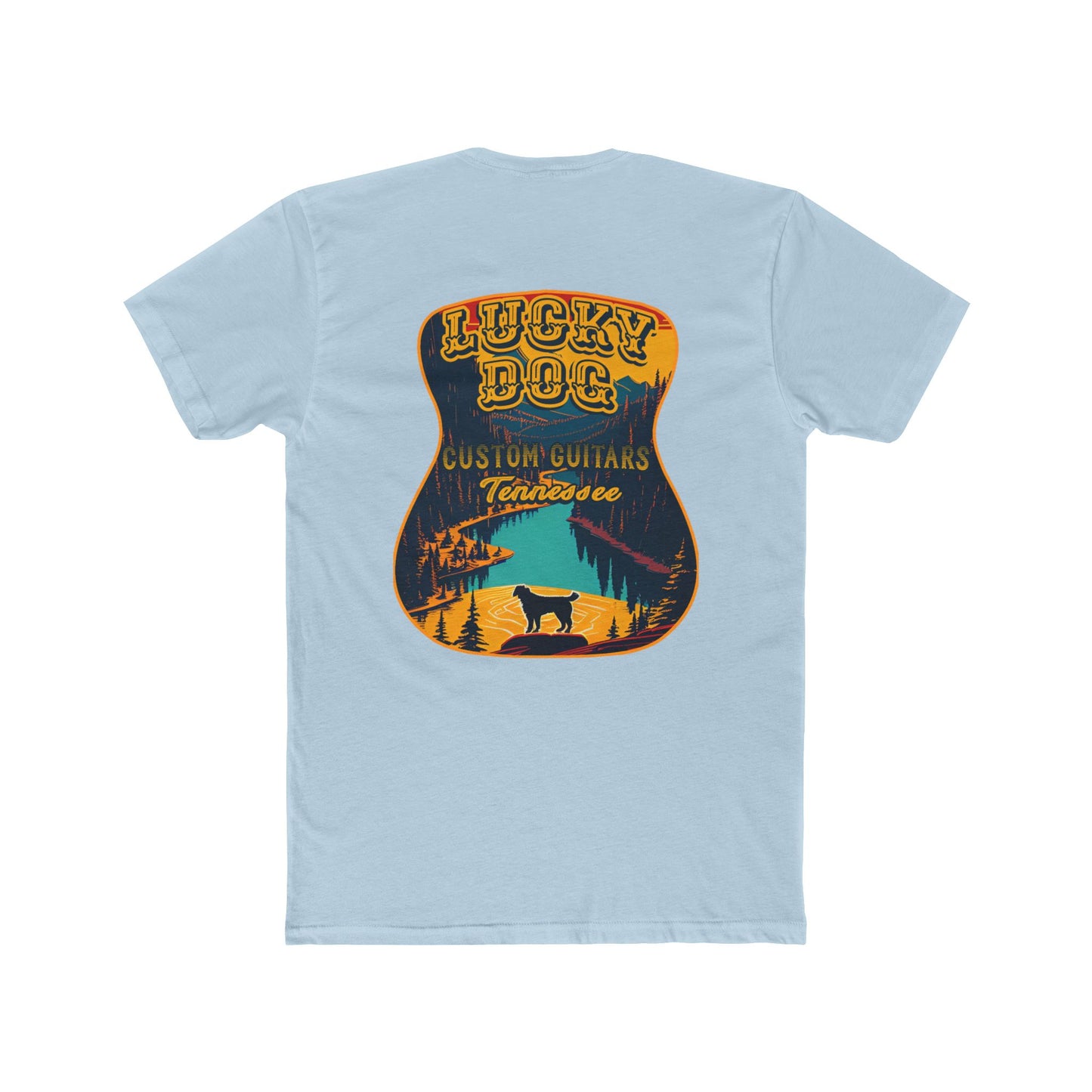 Lucky Dog Guitars T-shirt Tennessee Mountains Custom Band Concert Hiking Nature BigFoot Big Foot Camping Ford Chevy USA