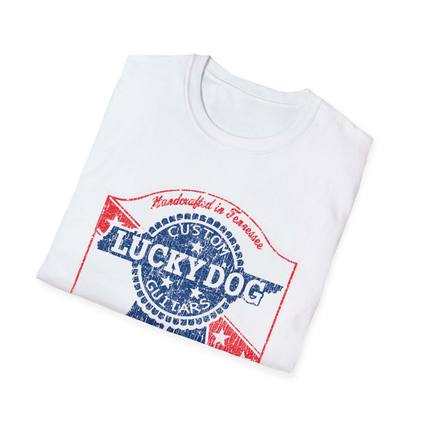 Canada Buyers ONLY- Lucky Dog Guitars T-shirt Retro Vintage T-shirt Country Music Outlaw USA stars Country Music Outlaw Biker Guitar