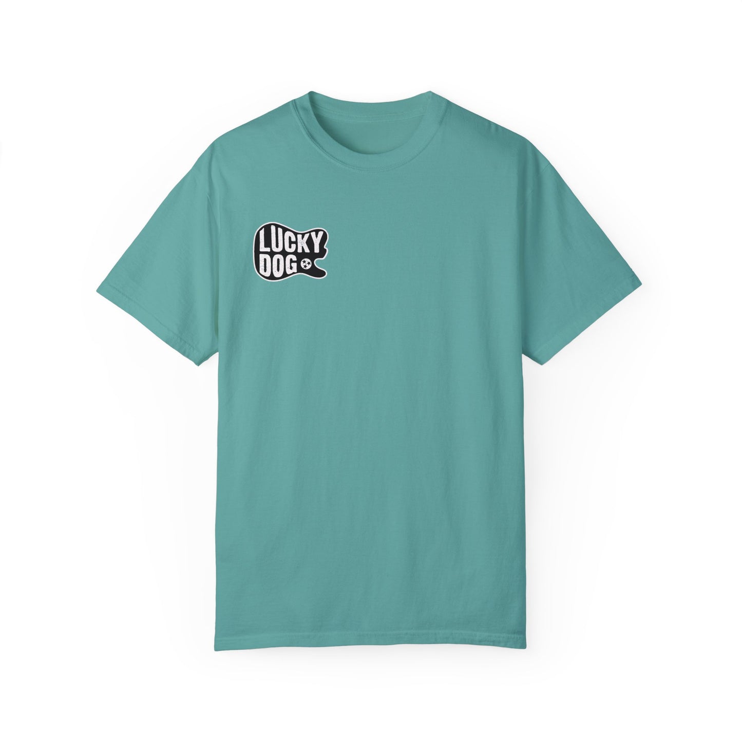 PREMIUM Comfort Colors Lucky Dog Guitar T-shirt - Just Say No To Boring Guitars - Tennessee Guitar Company new 2023 USA