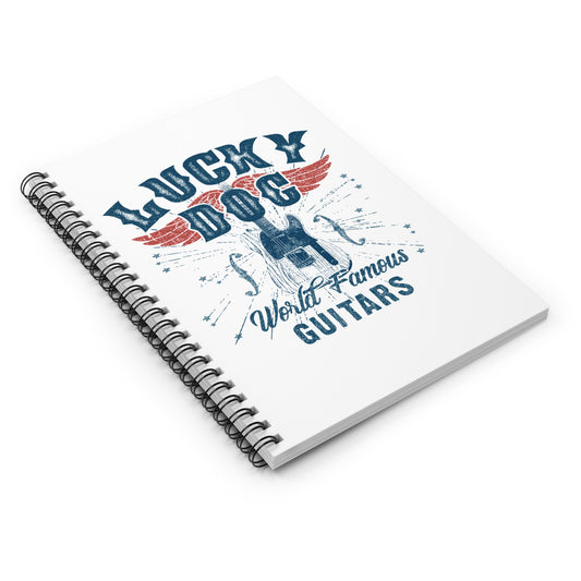 Lucky Dog Custom Guitars - 118 Page Spiral notebook - Great for songwriting, gigs, or anything else. Approximate 8" by 5" medium size