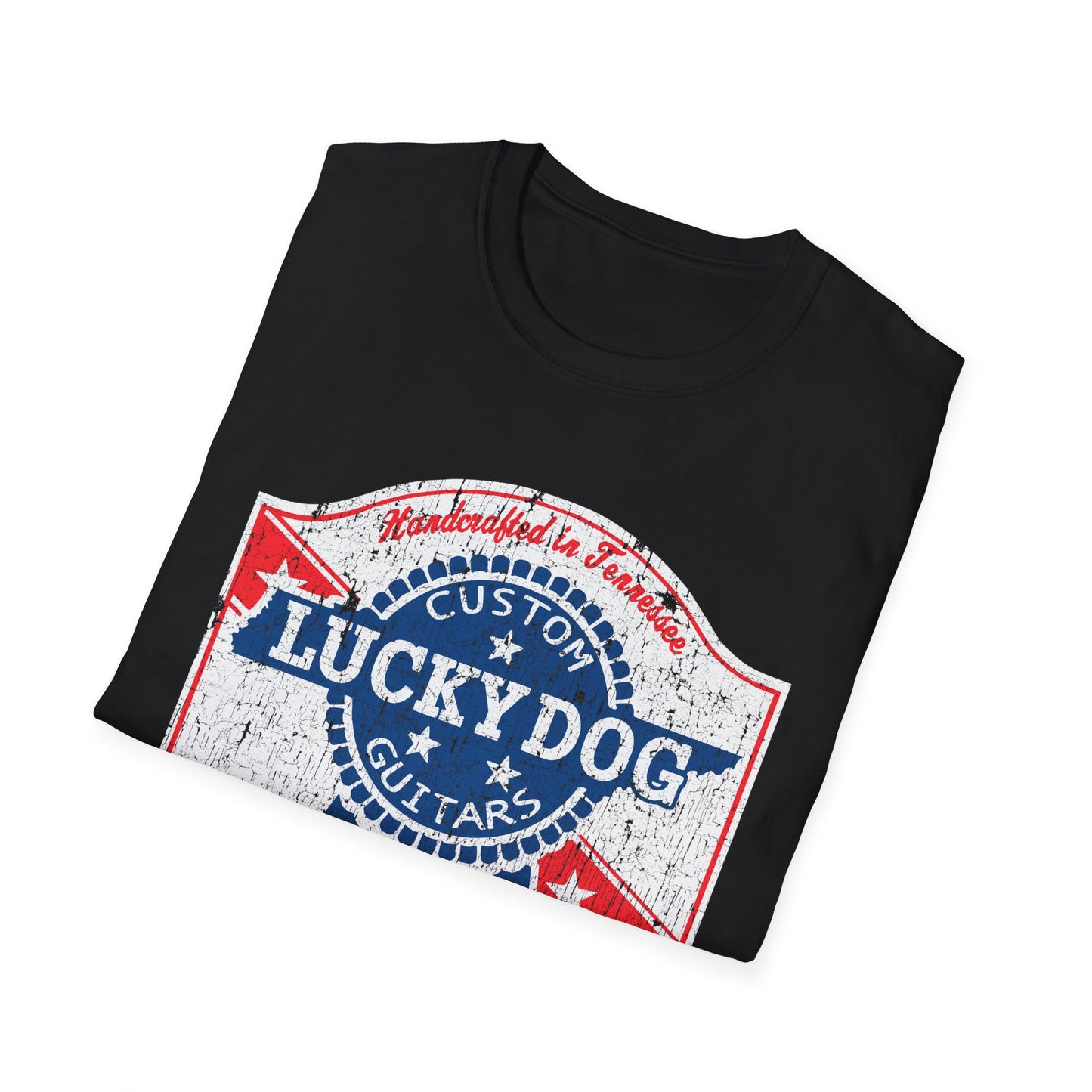 Australia Buyers ONLY- Lucky Dog Guitars T-shirt Retro Vintage T-shirt Country Music Outlaw USA stars Country Music Outlaw Biker Guitar