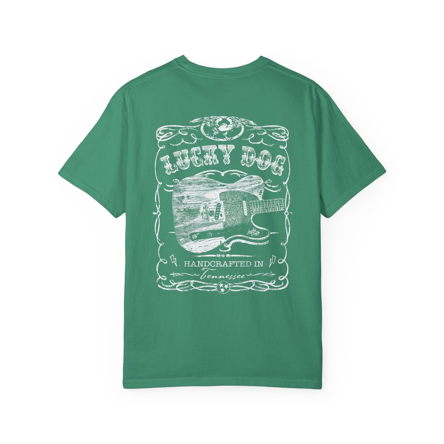 PREMIUM Comfort Colors Lucky Dog eagle Guitar T-shirt - Just Say No To Boring Guitars - Tennessee Guitar Company new 2023 USA