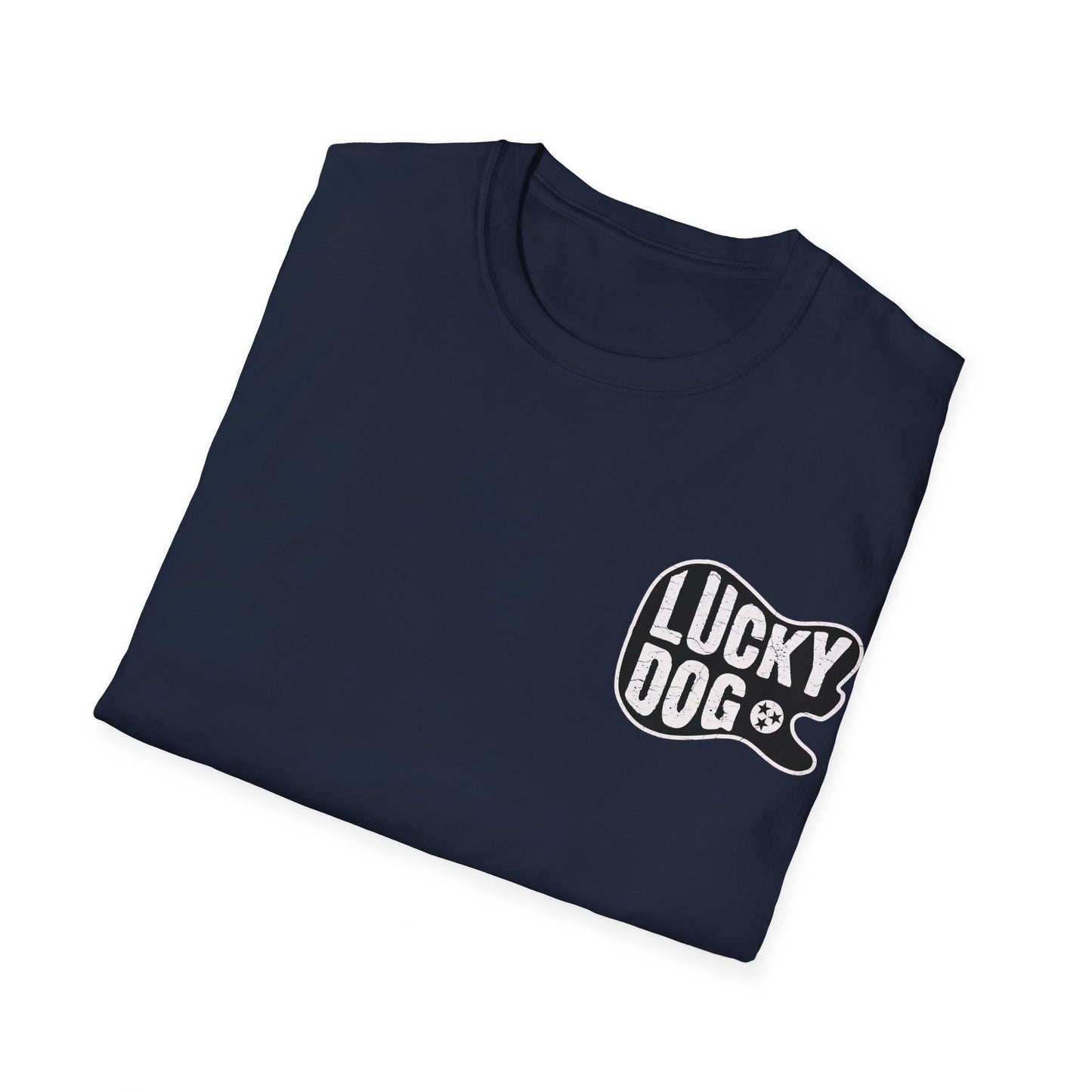 Australia BUYERS ONLY- Lucky Dog Guitars Just'a Twangin T-shirt Tennessee Custom Band Concert Foothills Country Music Camping Bluegrass