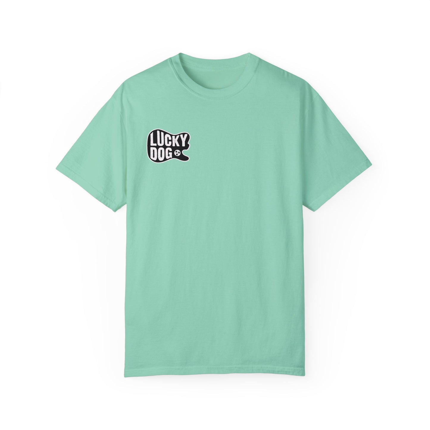 PREMIUM Comfort Colors Lucky Dog Guitar T-shirt - Just Say No To Boring Guitars - Tennessee Guitar Company new 2023 USA