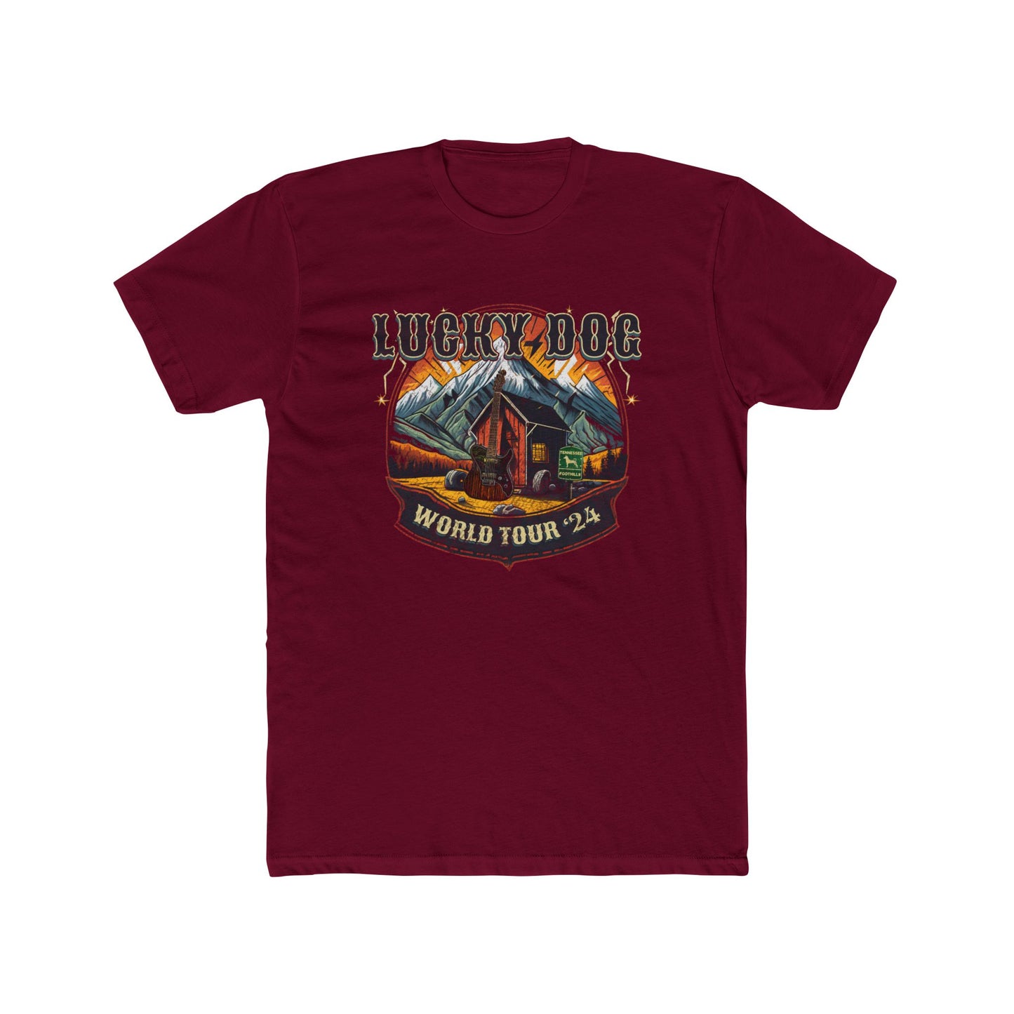 Lucky Dog Guitars World Tour 2024 T-shirt Tennessee Custom Band Country Music Nashville Bluegrass Concert 80's USA