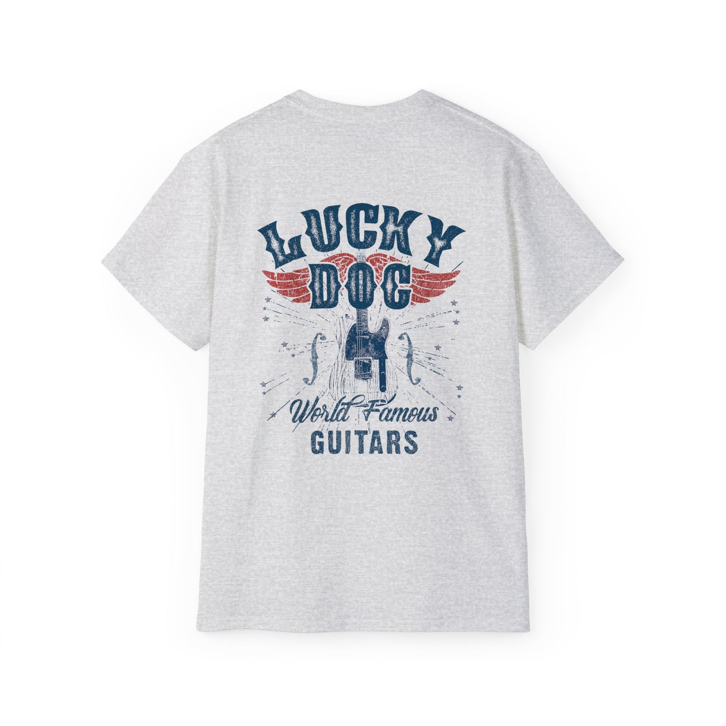 Lucky Dog Guitars World Famous Guitars T-shirt Retro Vintage T-shirt Country Music Outlaw USA stars Country Music Outlaw Biker Guitar USA