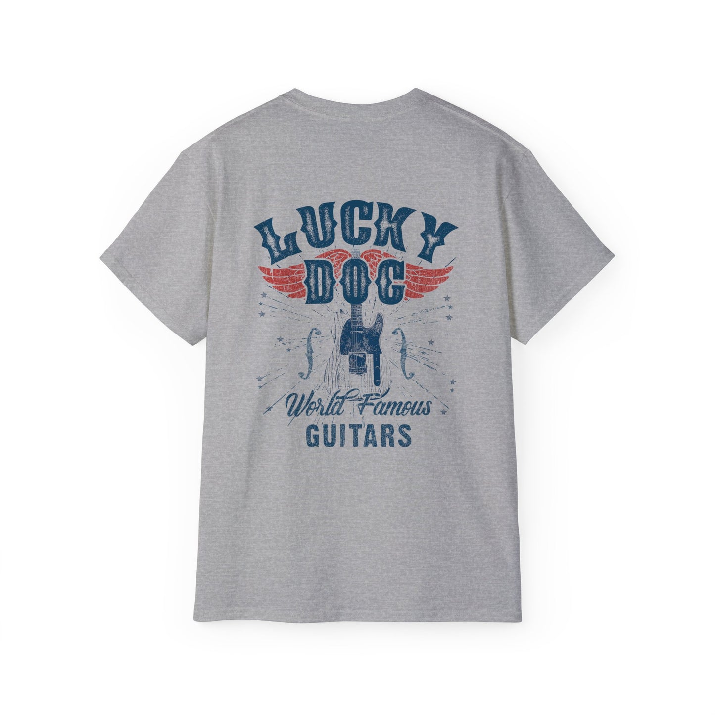 Lucky Dog Guitars World Famous Guitars T-shirt Retro Vintage T-shirt Country Music Outlaw USA stars Country Music Outlaw Biker Guitar USA