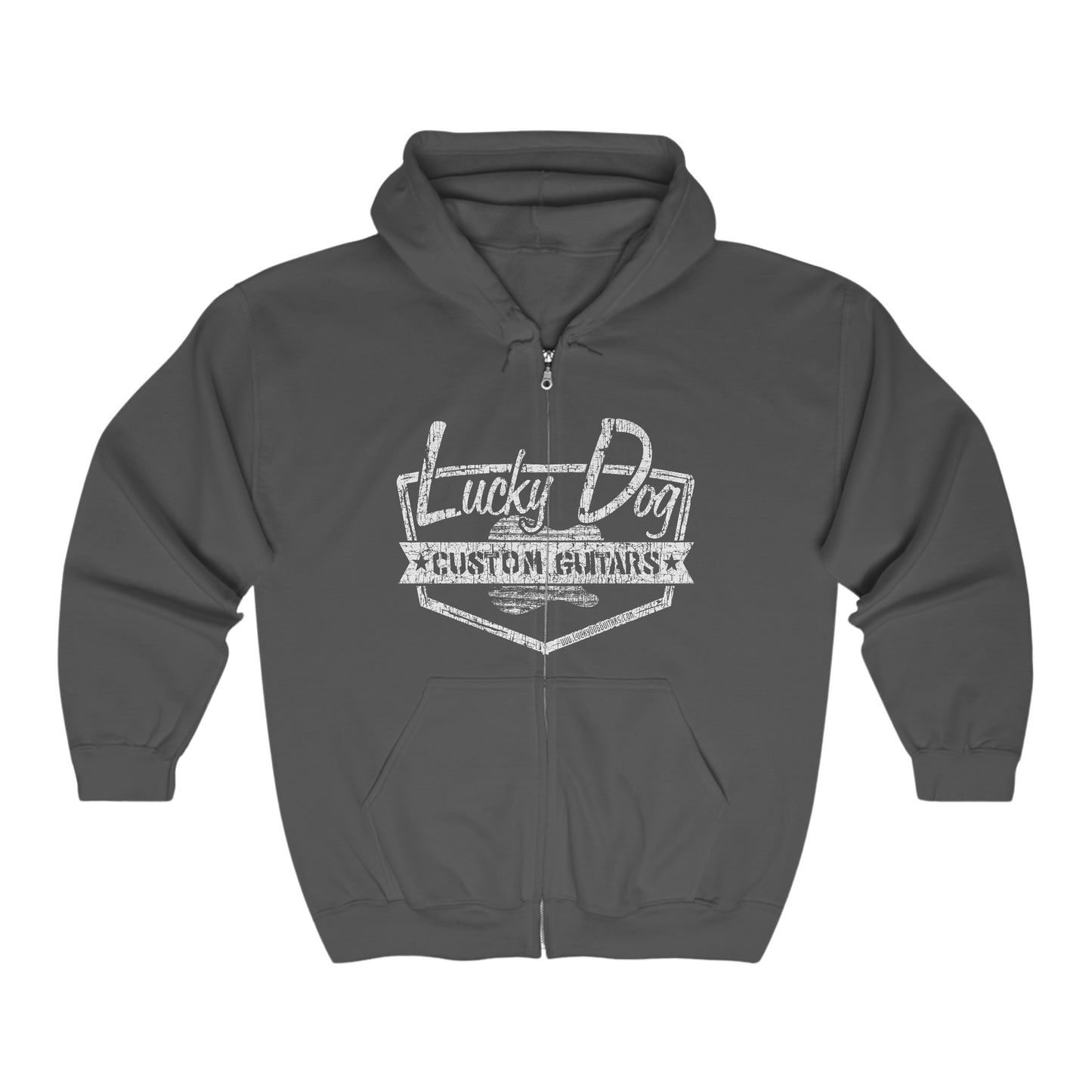 Lucky Dog Guitars Heavy Blend zip-up hoodie - Retro guitar logo Tennessee America Sweatshirt Jacket Coat custom country music