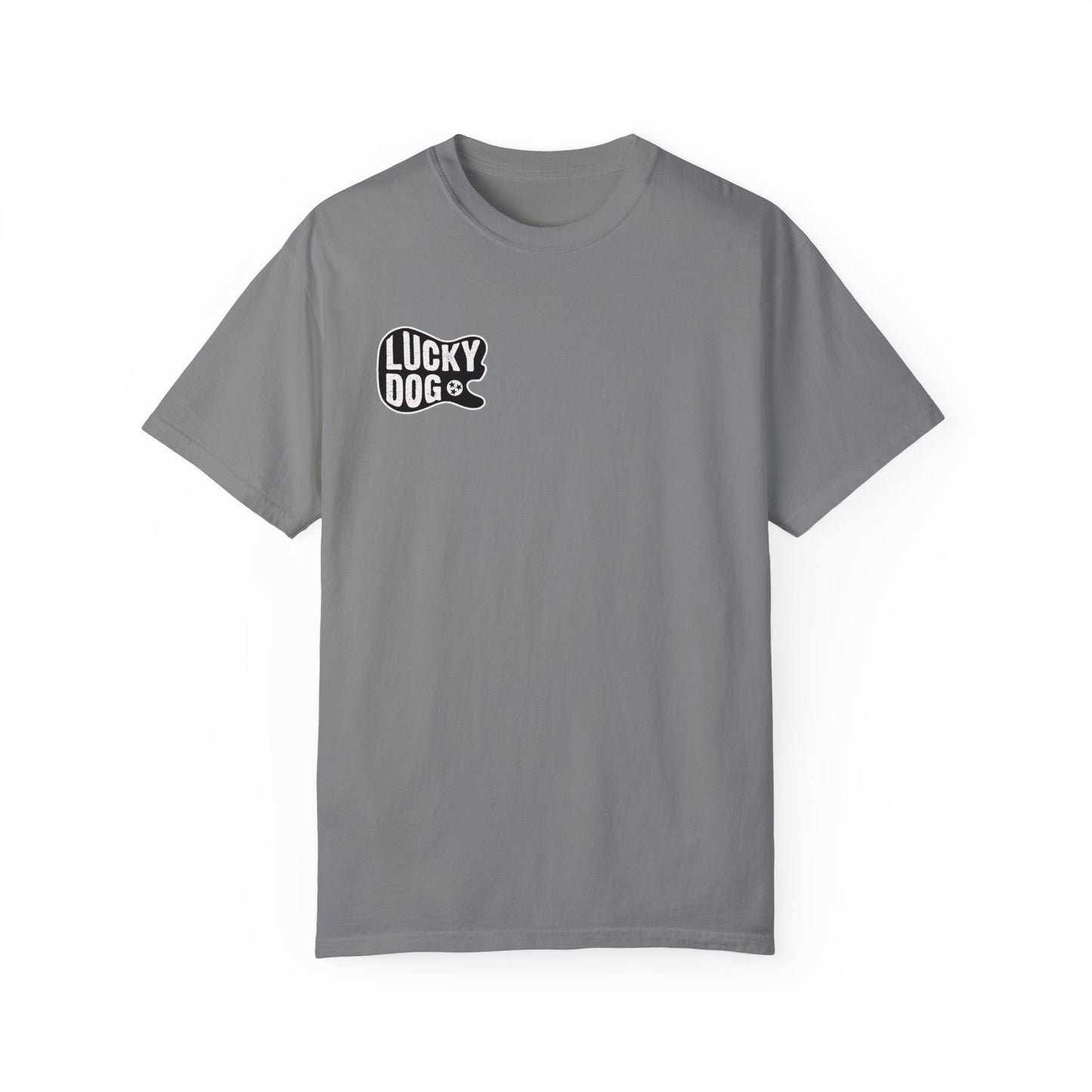 PREMIUM Comfort Colors Lucky Dog Guitar T-shirt - Barn Built - Tennessee Guitar Company new 2023 USA