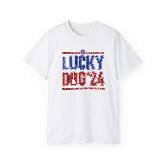 Lucky Dog Guitars 2024 (front) Twang You Can Believe In T-shirt Tennessee Custom Band Country Music Nature Election Big Foot Bluegrass USA