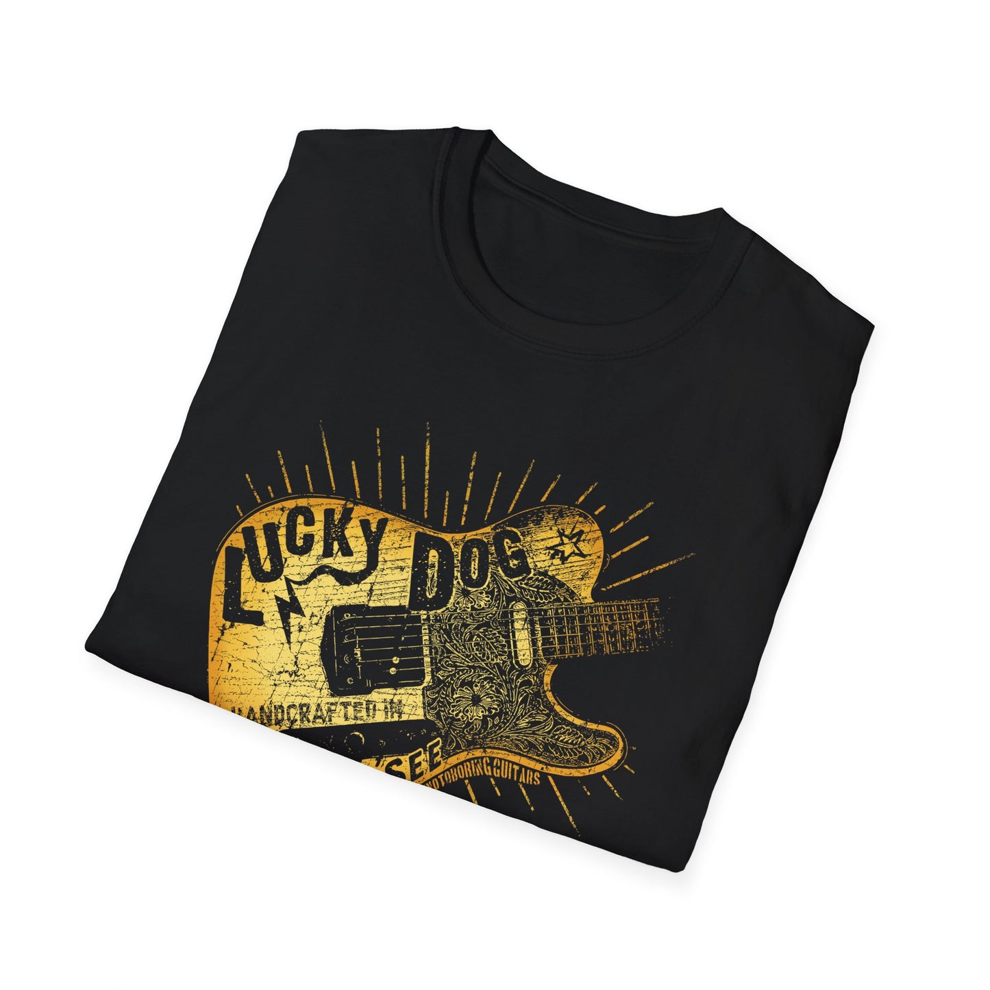 Australia Buyers ONLY- Lucky Dog Guitars T-shirt Butterscotch Blonde Red Keef Keith Richards Vintage Country Outlaw Nashville TN Tennessee