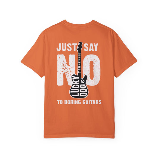 PREMIUM Comfort Colors Lucky DogTennessee Orange Guitar T-shirt - Just Say No To Boring Guitars - Bo Big UTK Guitar Company new 2023 USA