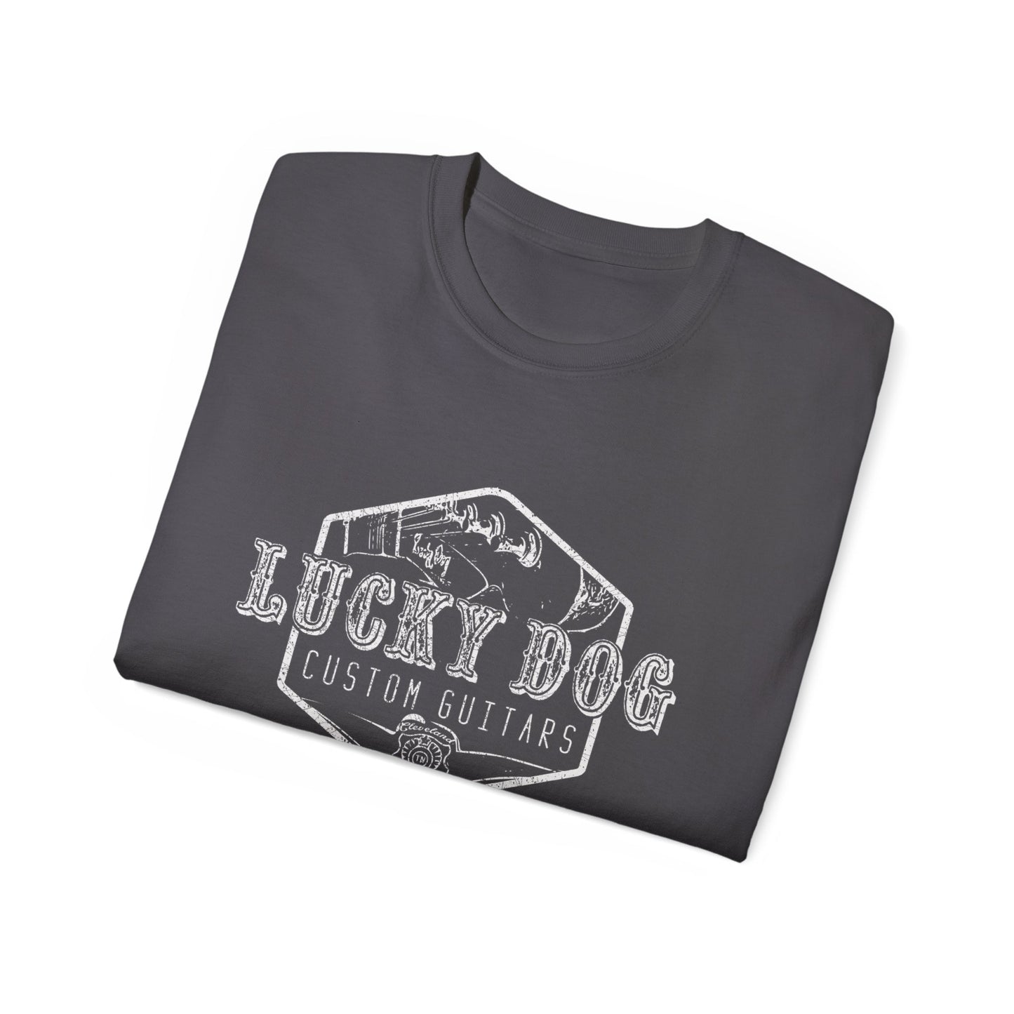 Reissue Lucky Dog Guitars T-shirt w/Headstock OG Cowboy Guitar Vintage Hotrod Country Outlaw Nashville TN Tennessee USA