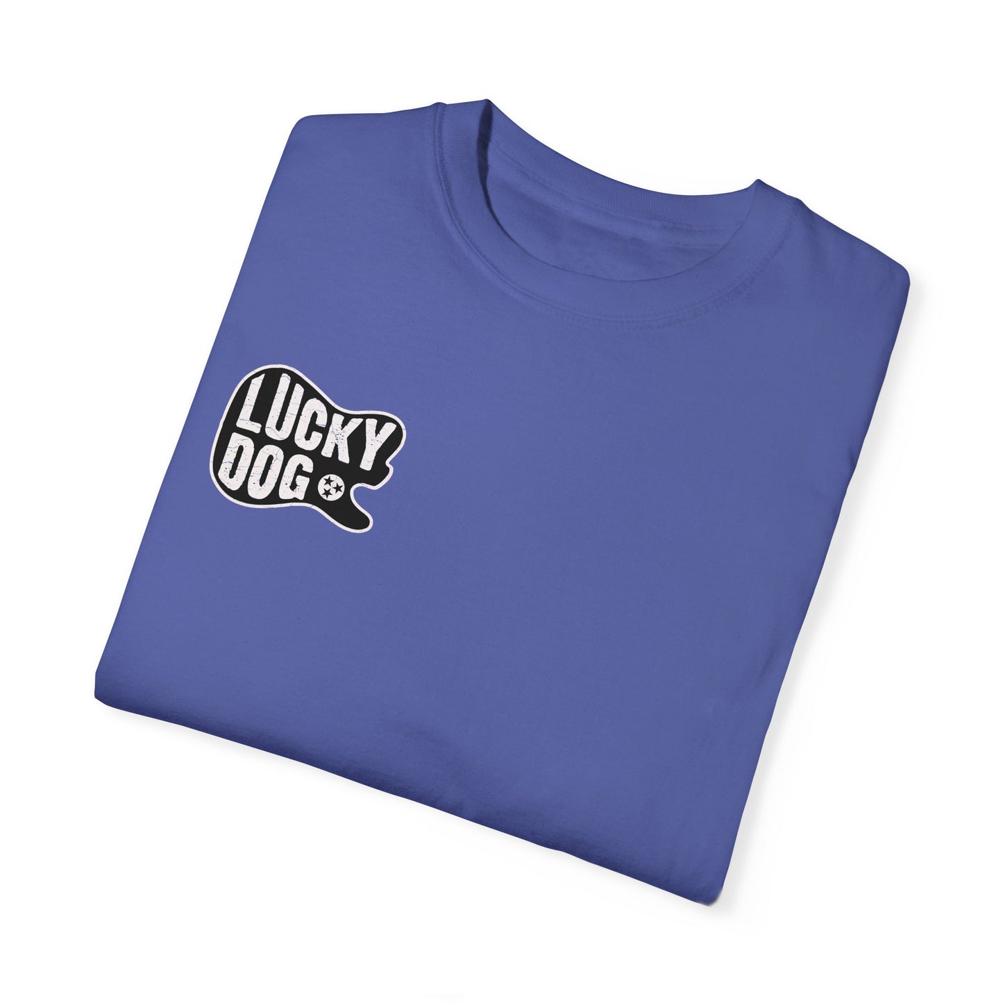 PREMIUM Comfort Colors Lucky Dog Guitar T-shirt - Just Say No To Boring Guitars - Tennessee Guitar Company new 2023 USA