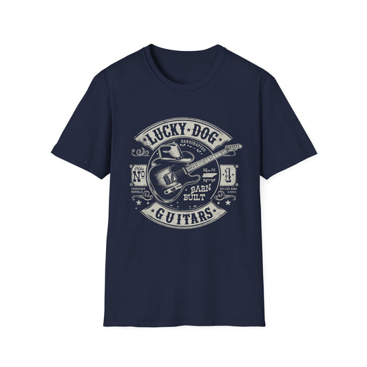 Australia Buyers only- Lucky Dog Guitars - Barn Built Country music Tennessee T-shirt Mountain Charger vintage Outlaw Guitars Waylon