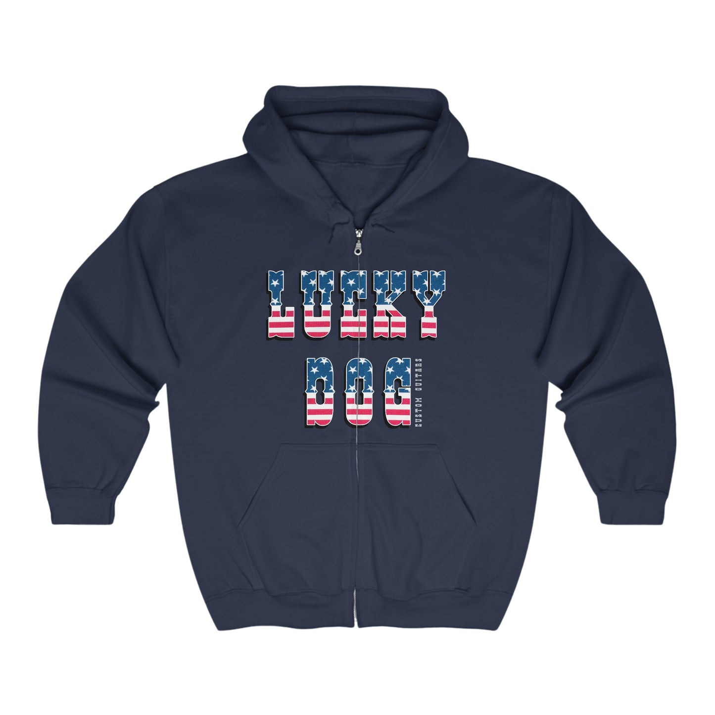 Lucky Dog Guitars Heavy Blend zip-up hoodie - America guitar logo Tennessee America Sweatshirt Jacket Coat custom country music