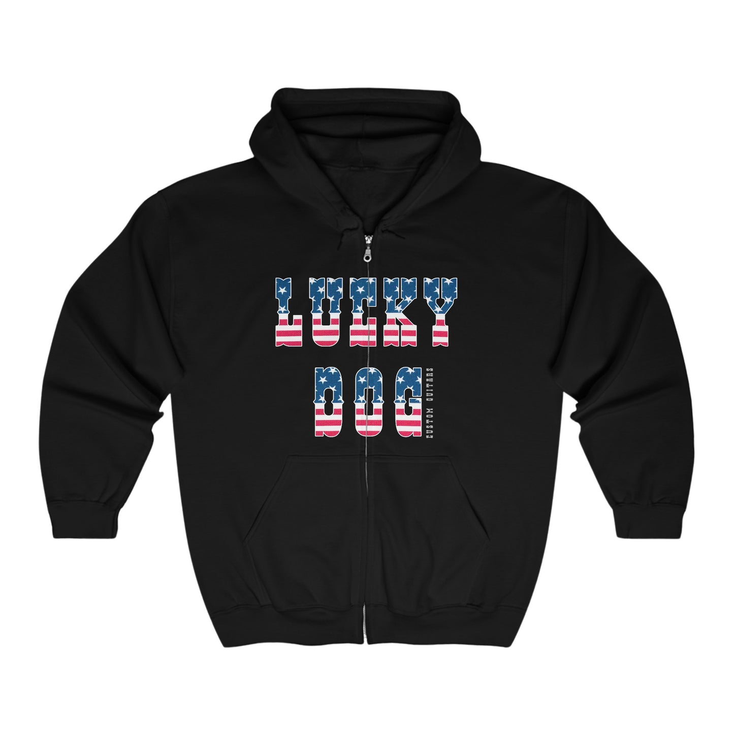 Lucky Dog Guitars Heavy Blend zip-up hoodie - America guitar logo Tennessee America Sweatshirt Jacket Coat custom country music