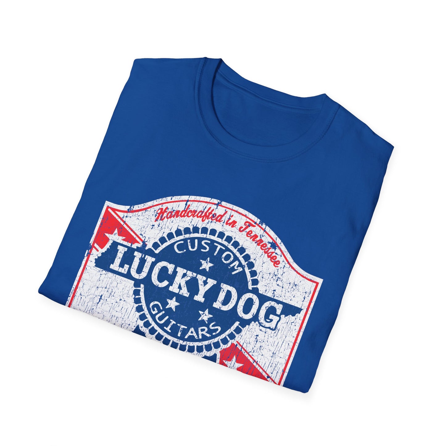 Australia Buyers ONLY- Lucky Dog Guitars T-shirt Retro Vintage T-shirt Country Music Outlaw USA stars Country Music Outlaw Biker Guitar