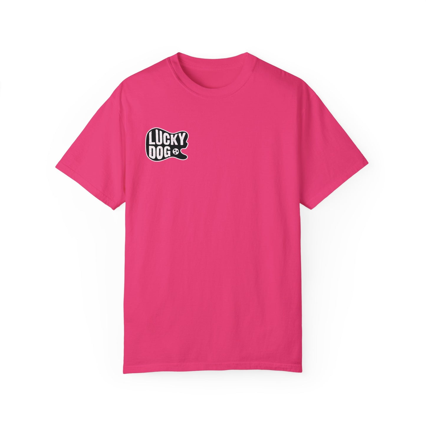 PREMIUM Comfort Colors Lucky Dog Guitar T-shirt - Just Say No To Boring Guitars - Tennessee Guitar Company new 2023 USA