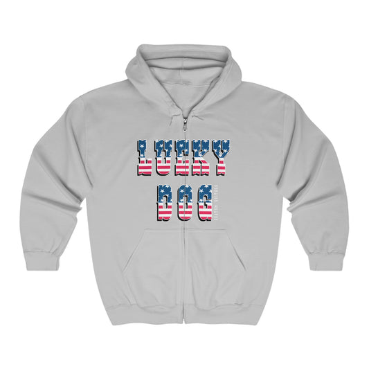 Lucky Dog Guitars Heavy Blend zip-up hoodie - America guitar logo Tennessee America Sweatshirt Jacket Coat custom country music