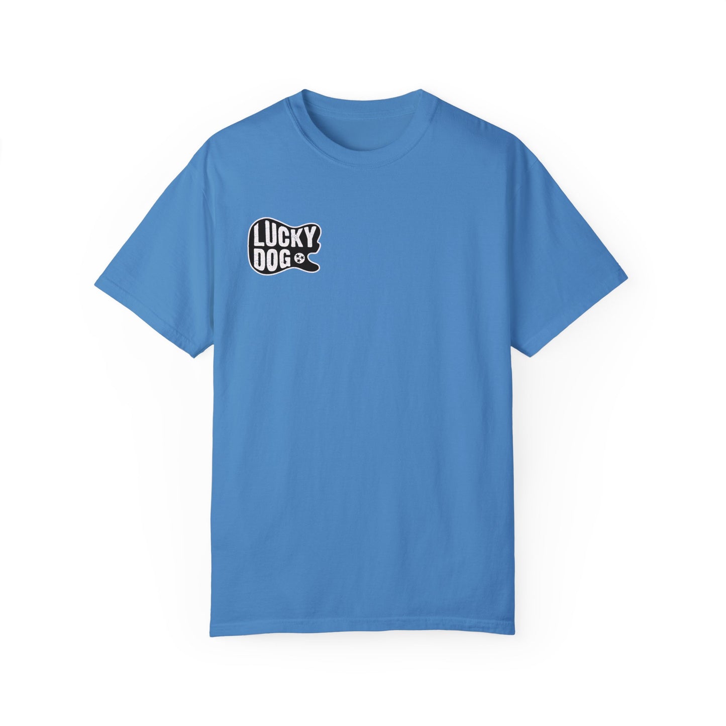 PREMIUM Comfort Colors Lucky Dog Guitar T-shirt - Just Say No To Boring Guitars - Tennessee Guitar Company new 2023 USA