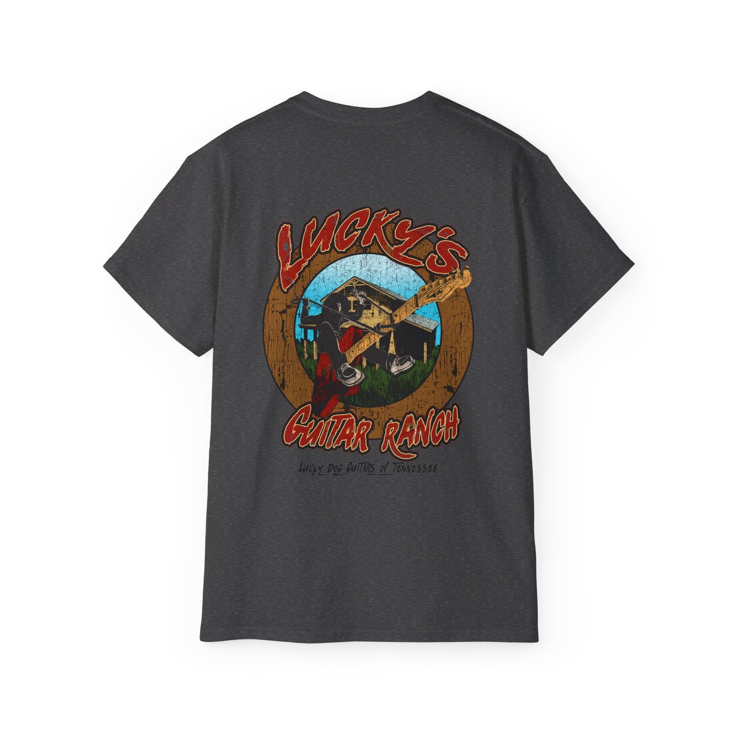 Lucky Dog Guitar Ranch Outlaw Rodeo Shirt Retro 80's Buckin' Bronco Guitars Rockabilly Country Music Vintage  USA