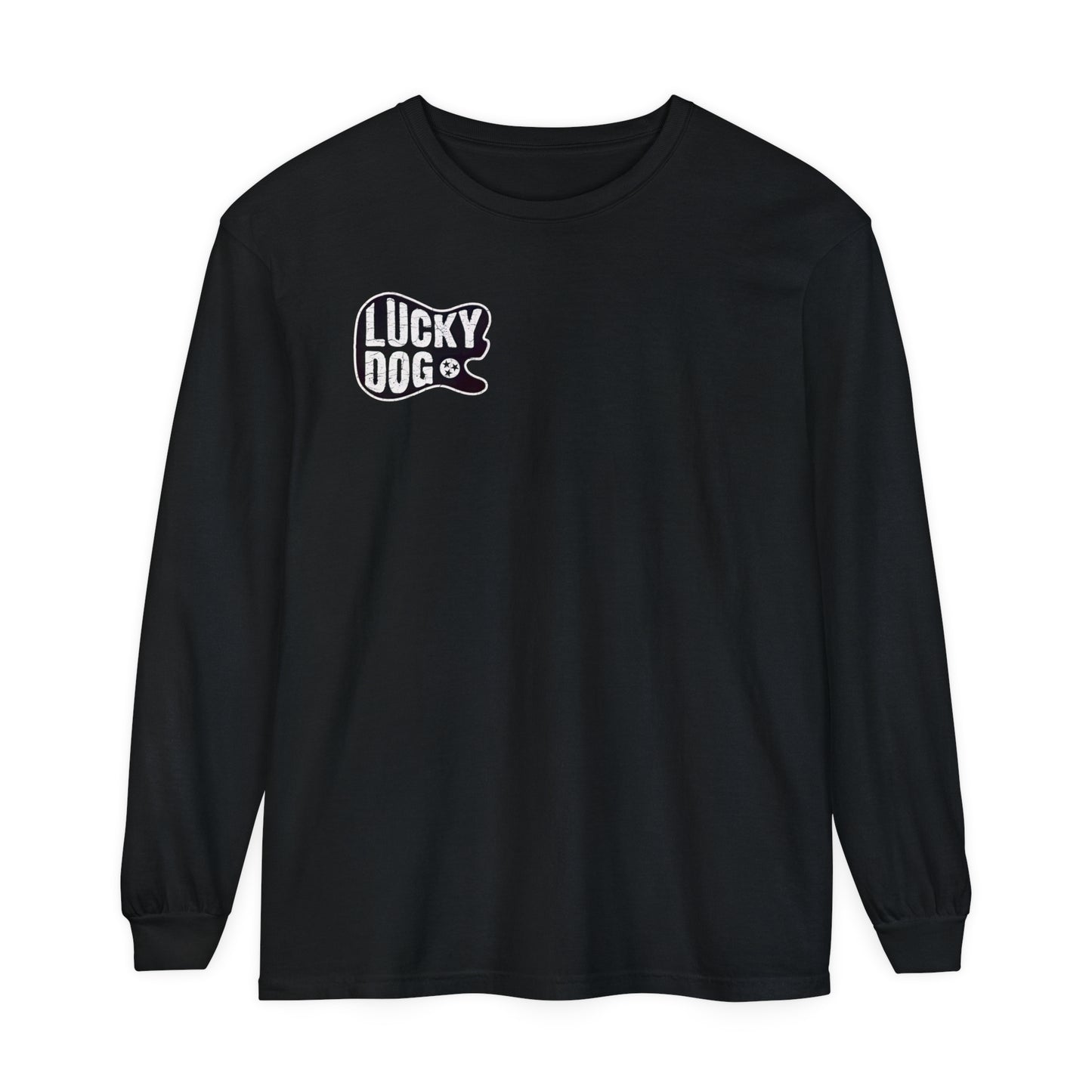 Lucky Dog Guitars Long Sleeve Just Say No To Boring Guitars T-shirt Tennessee Winter Country Music Guitar Rock n Roll Texas Hillbilly USA