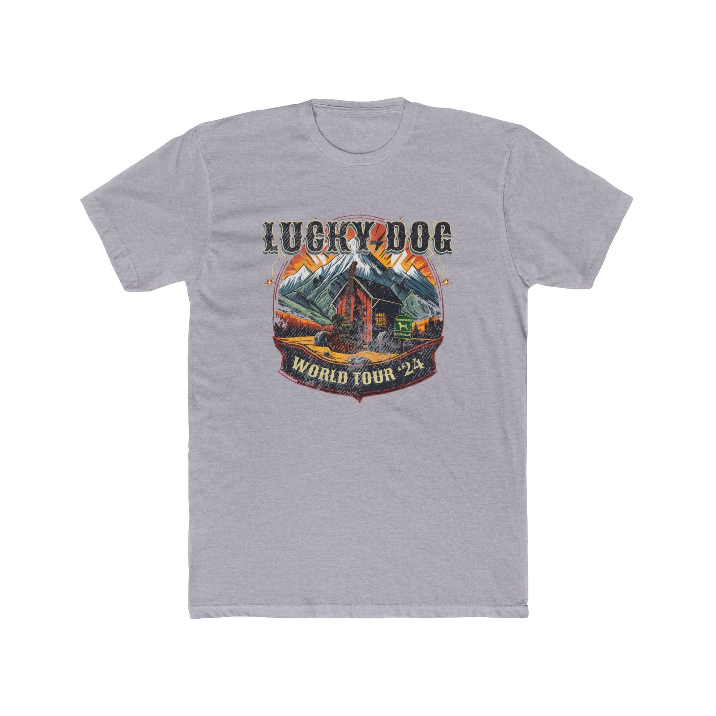 Lucky Dog Guitars World Tour 2024 T-shirt Tennessee Custom Band Country Music Nashville Bluegrass Concert 80's USA