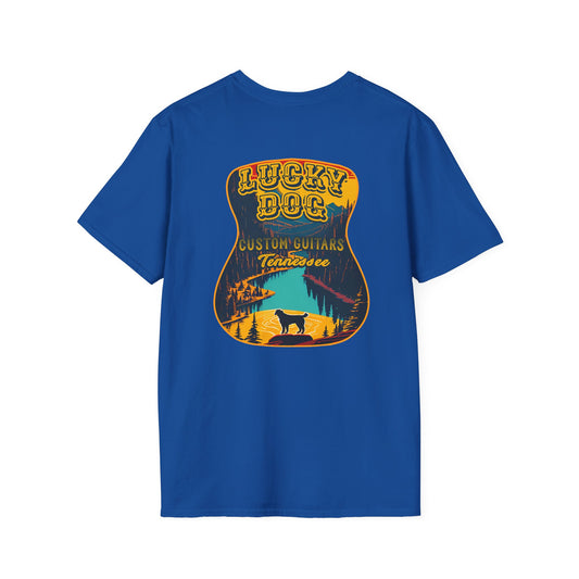 Canada BUYERS ONLY- Lucky Dog Guitars T-shirt Tennessee Mountains Custom Band Concert Hiking Nature BigFoot Big Foot Camping Ford Chevy