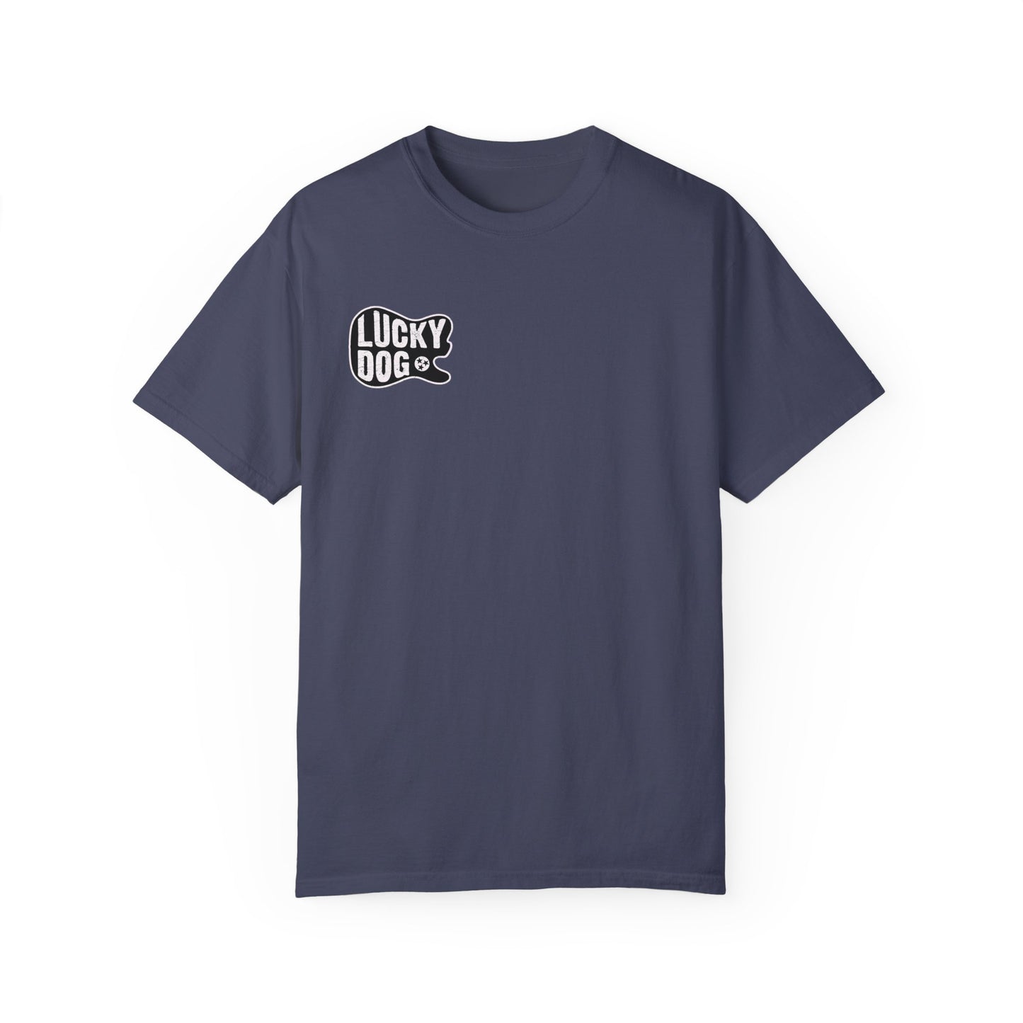 PREMIUM Comfort Colors Lucky Dog Guitar T-shirt - Just Say No To Boring Guitars - Tennessee Guitar Company new 2023 USA