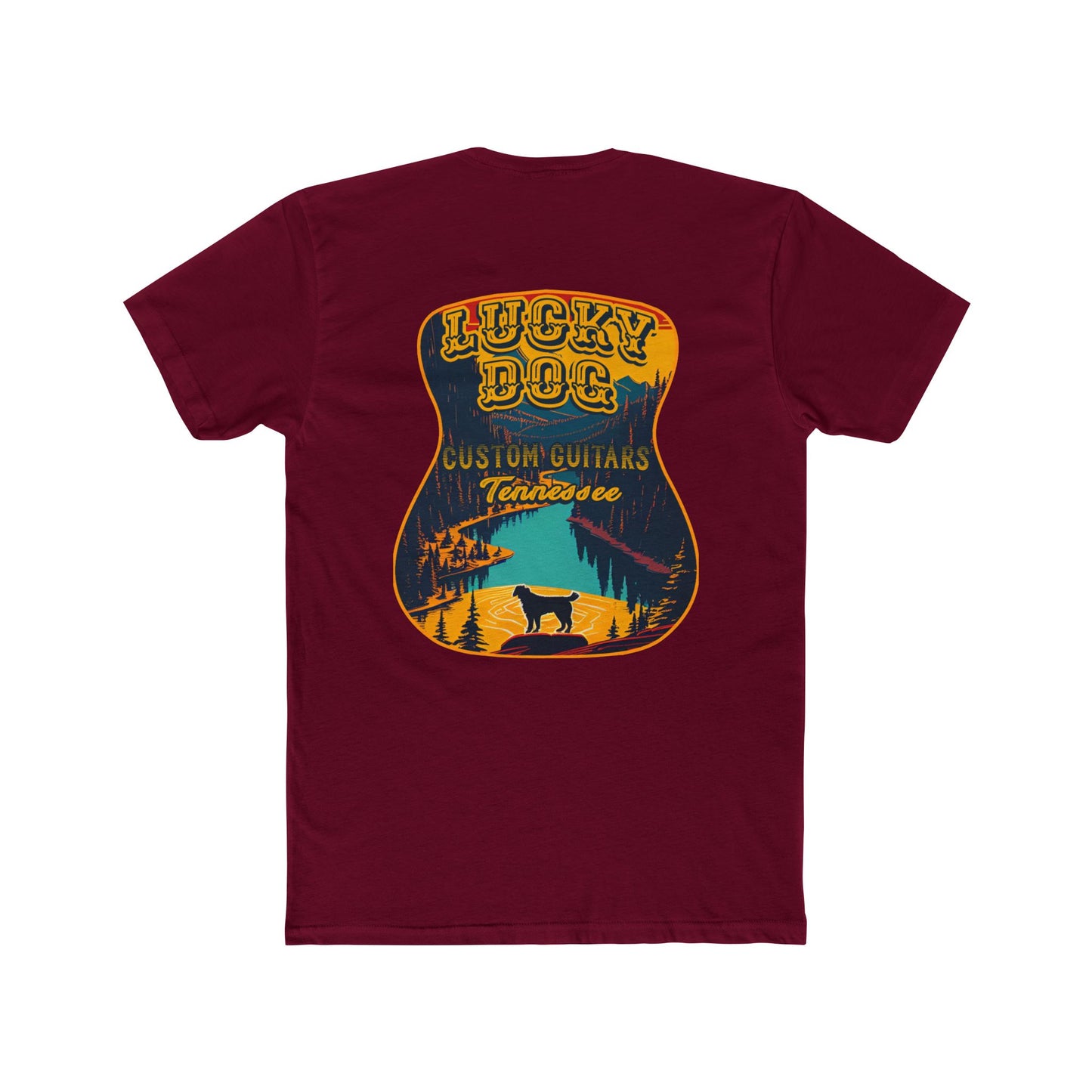 Lucky Dog Guitars T-shirt Tennessee Mountains Custom Band Concert Hiking Nature BigFoot Big Foot Camping Ford Chevy USA