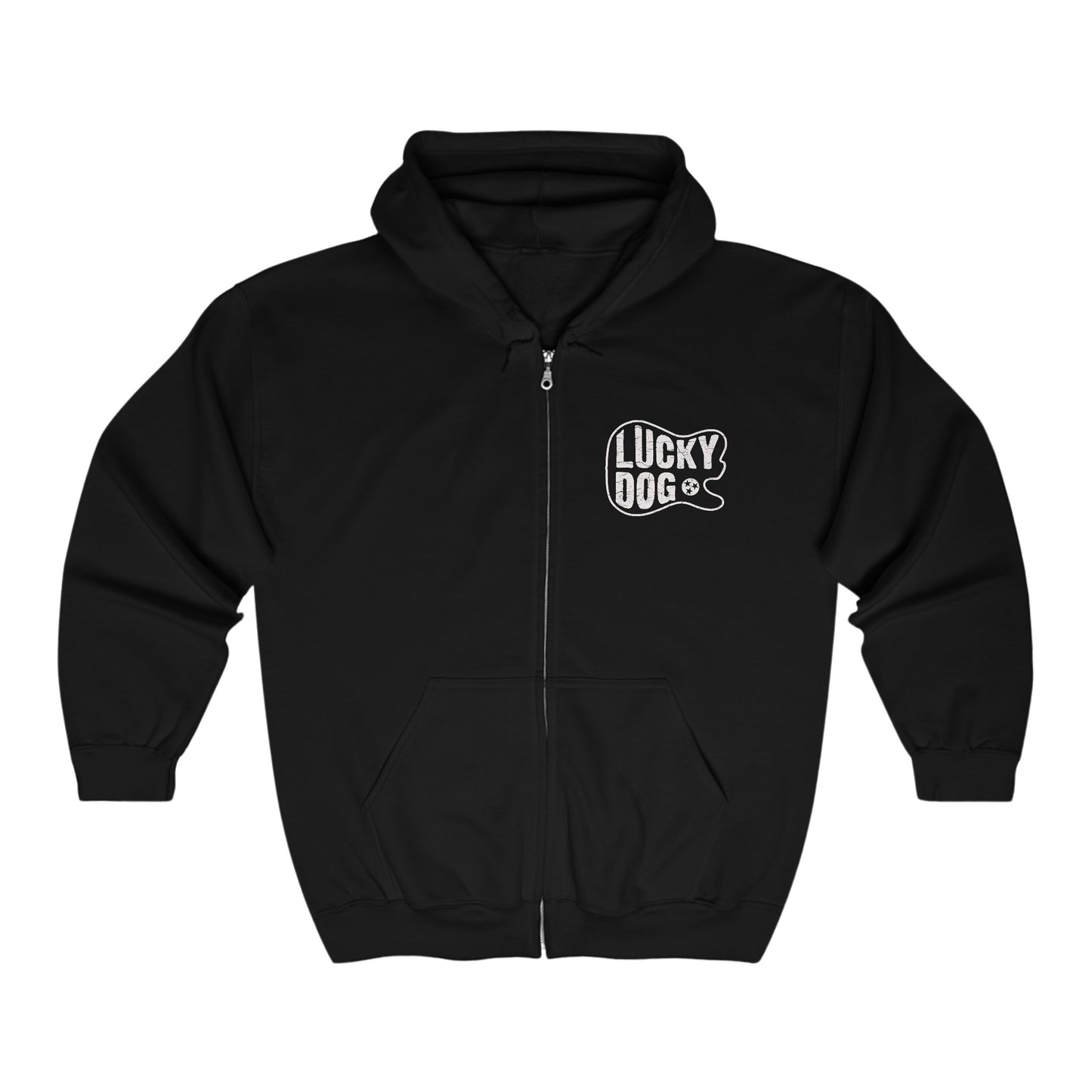 Lucky Dog Guitars Heavy Blend zip-up hoodie - guitar body logo Tennessee America Sweatshirt Jacket Coat custom country music