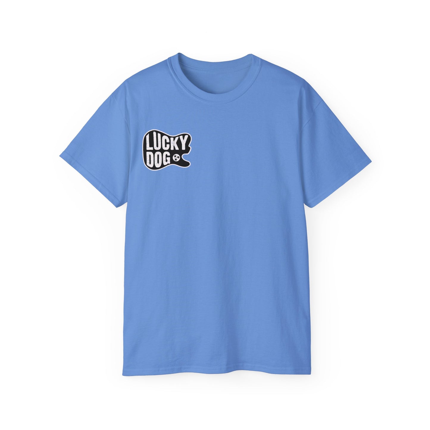 UK Buyers ONLY- Lucky Dog Guitars Twang Script T-shirt Tennessee Custom Band Concert Foothills Country Music Big Foot Camping Bluegrass