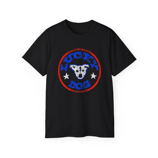 Lucky Dog Guitars Merica Hero T-shirt Tennessee Mountains Custom Band Concert Hiking Nature BigFoot Big Foot Camping Ford Chevy USA