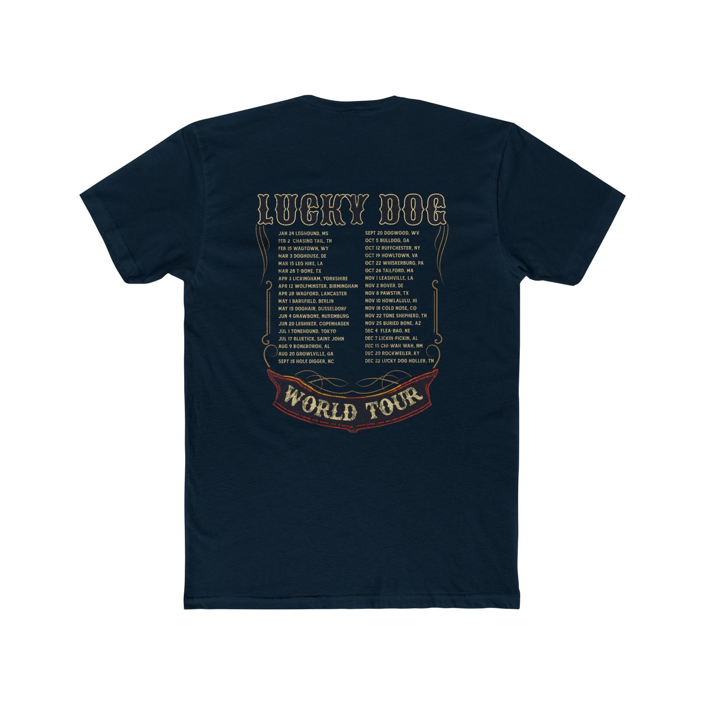 Lucky Dog Guitars World Tour 2024 T-shirt Tennessee Custom Band Country Music Nashville Bluegrass Concert 80's USA